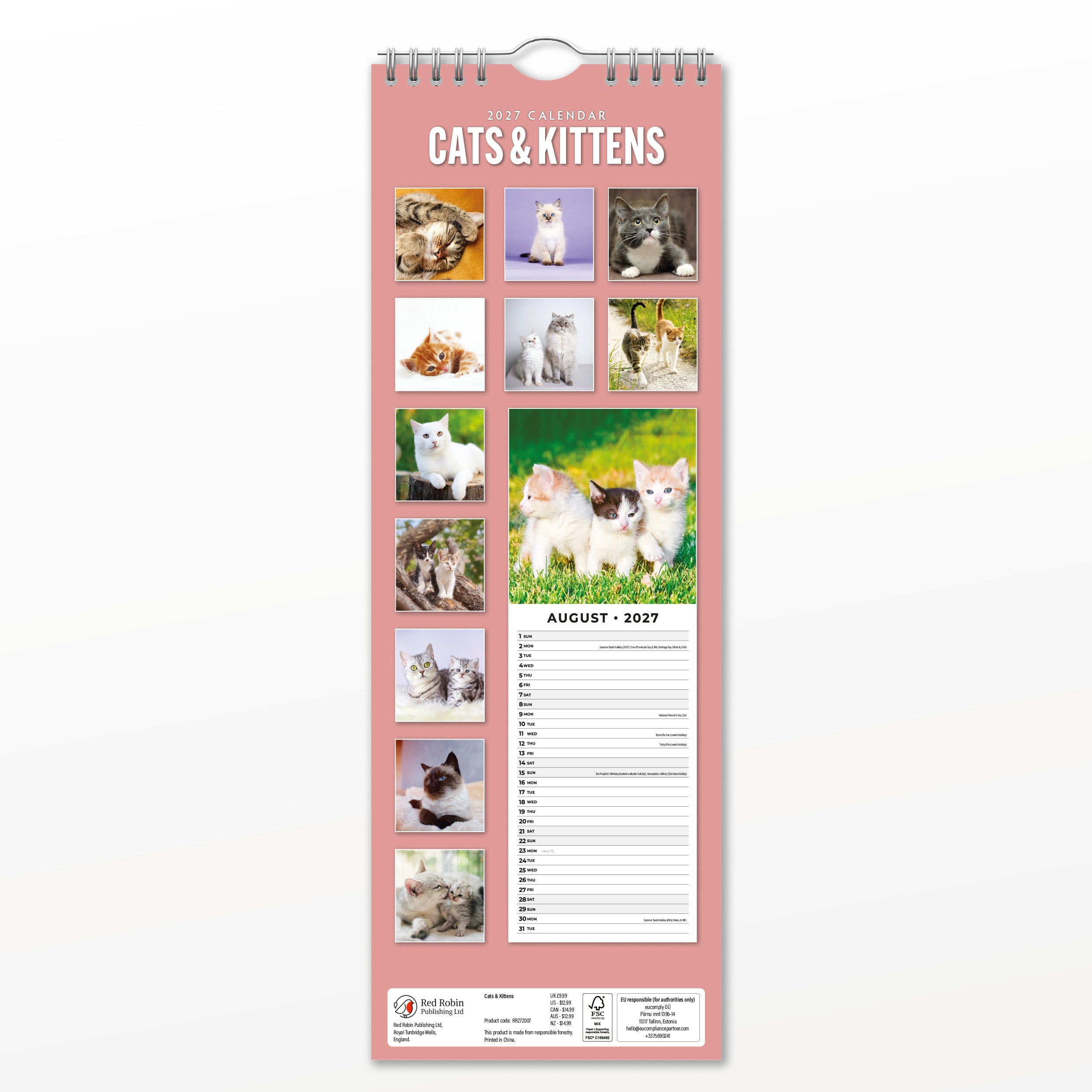 2027 Cats & Kittens - Slim Wall Calendar