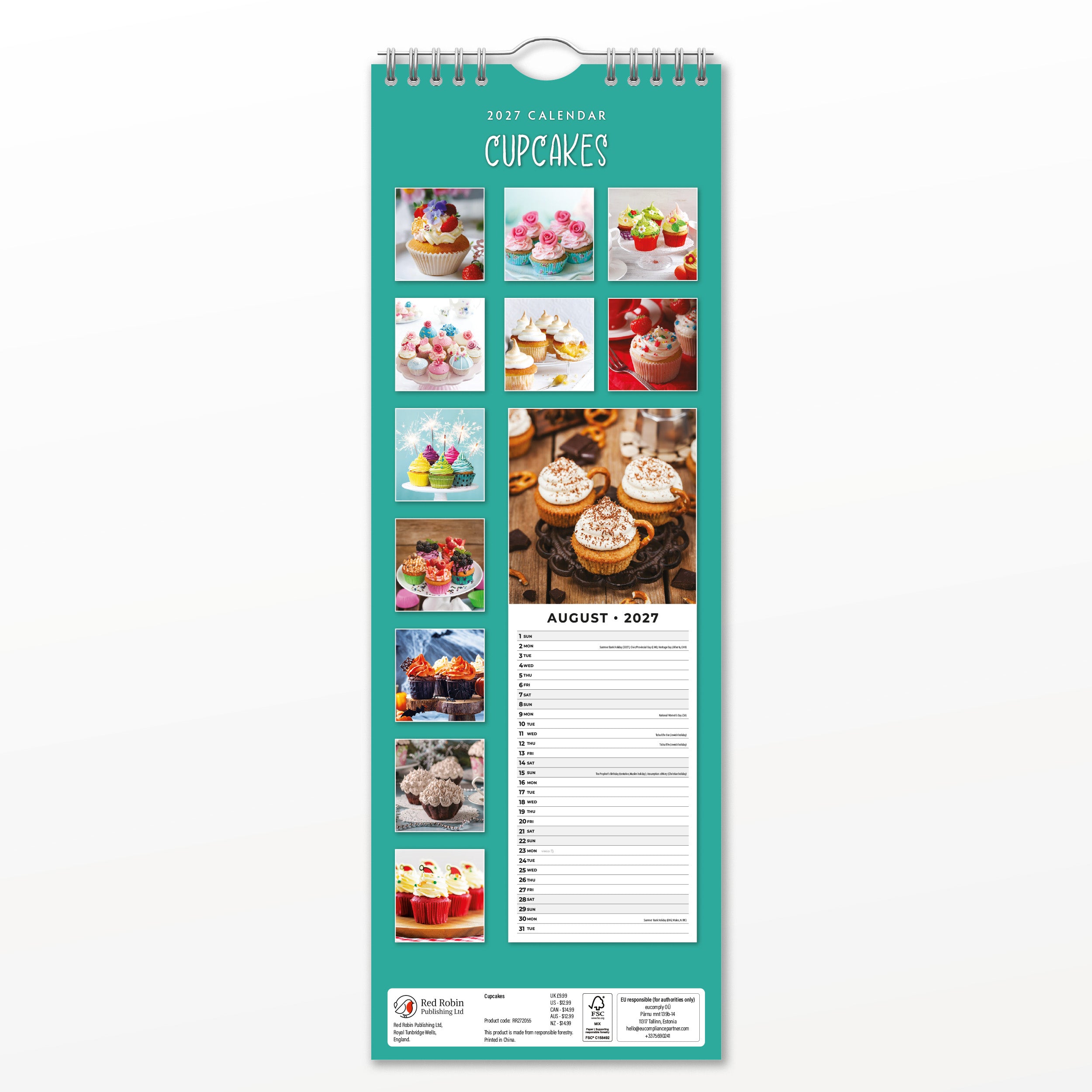 2027 Cupcakes - Slim Wall Calendar