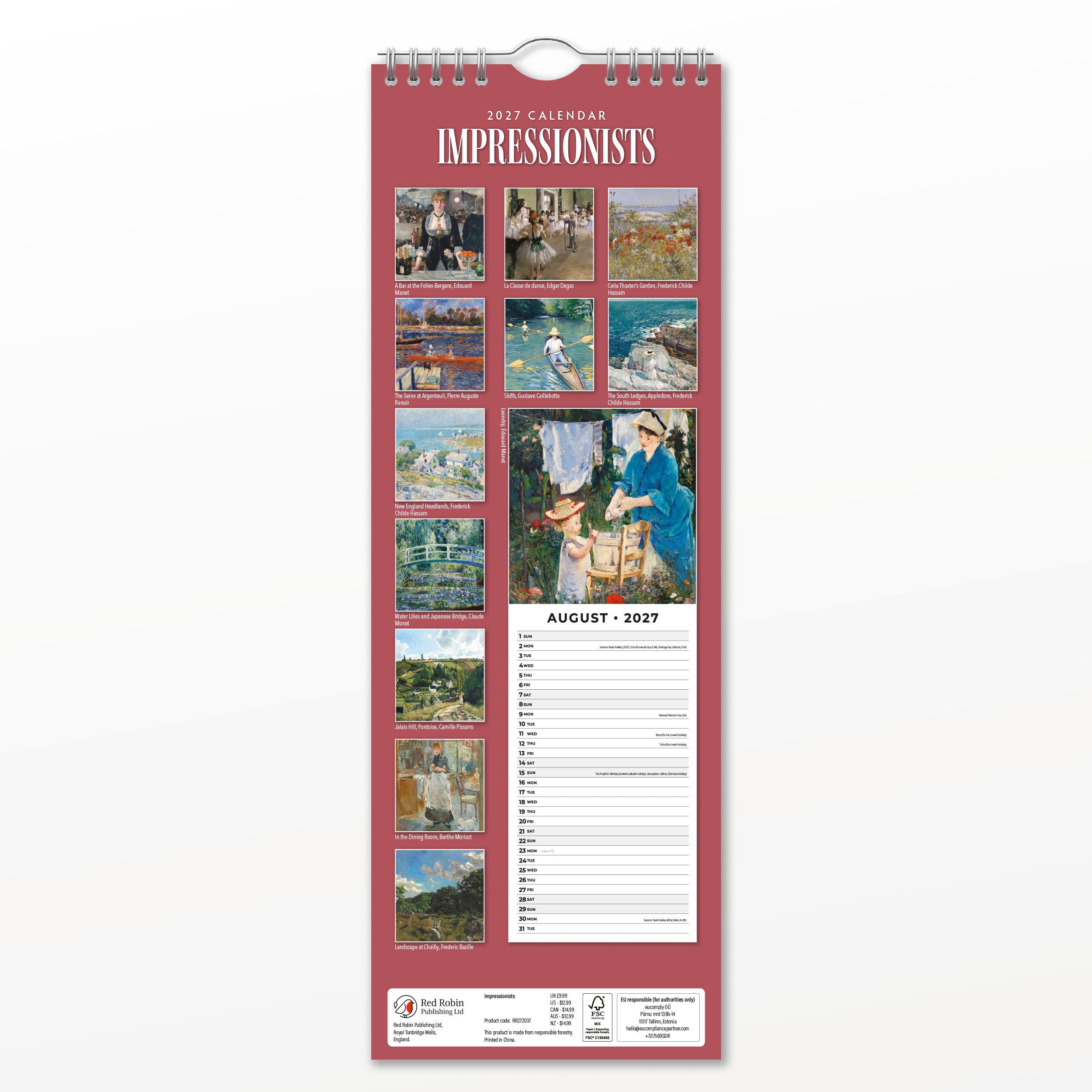 2027 Impressionists - Slim Wall Calendar