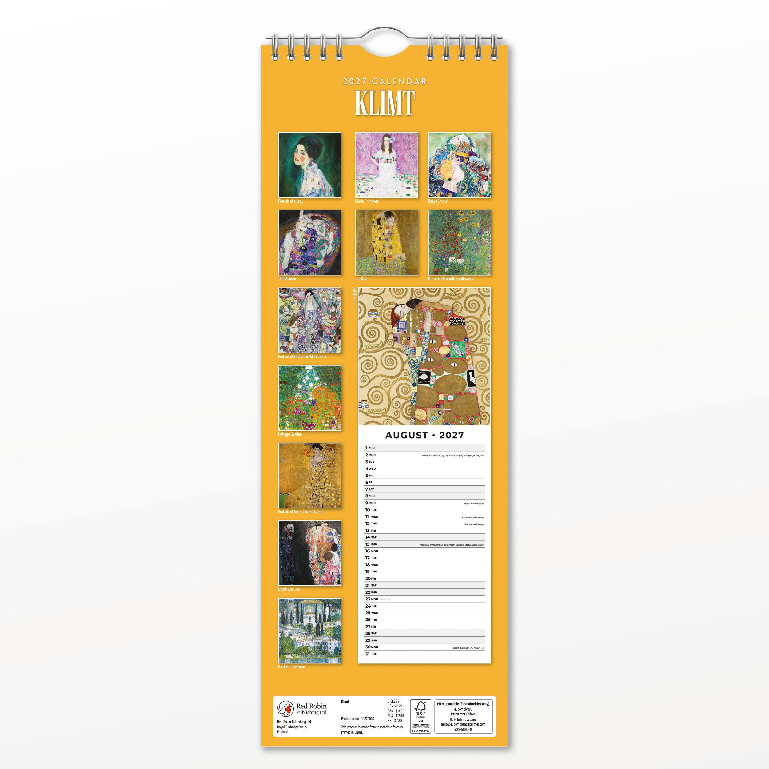 2027 Klimt - Slim Wall Calendar