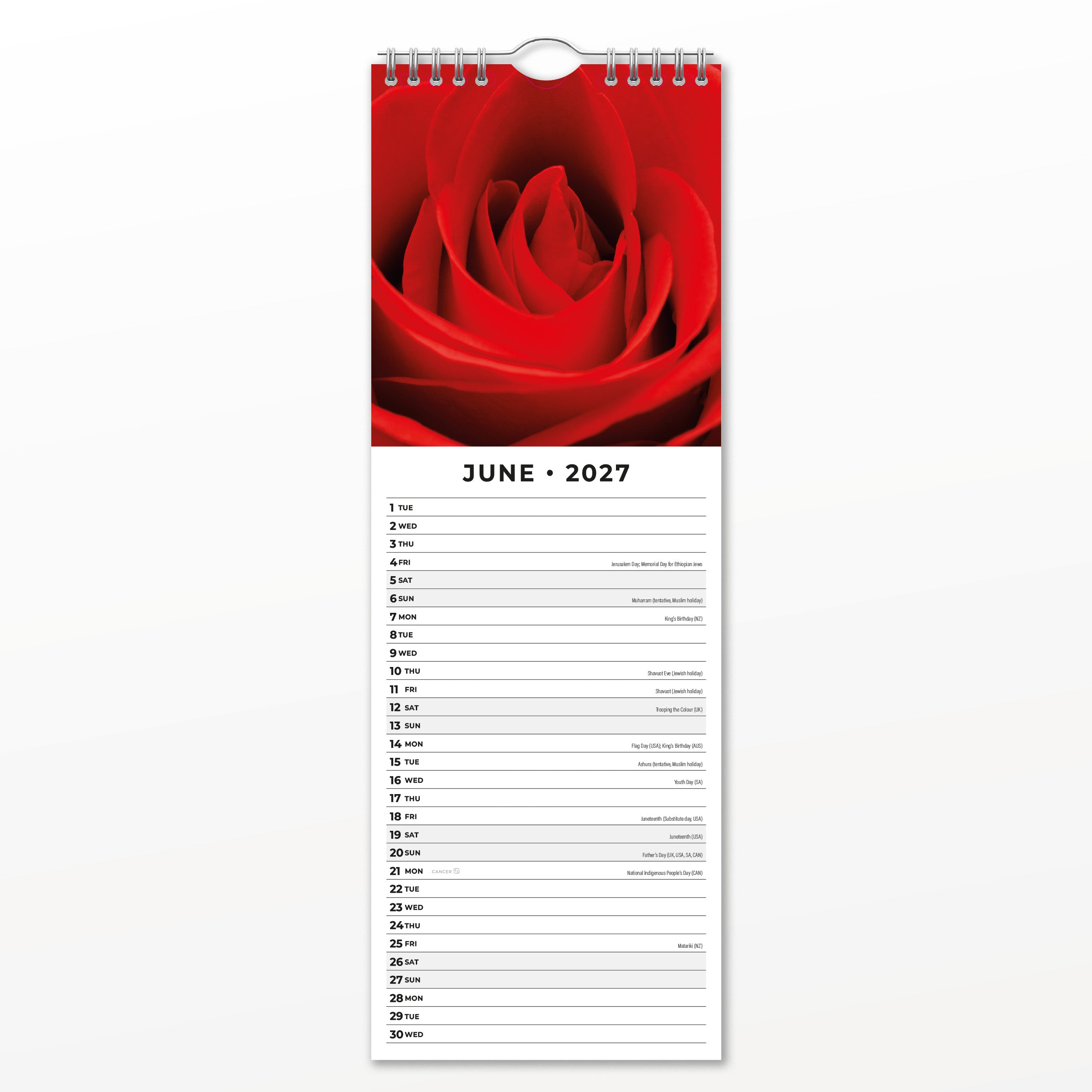 2027 Roses - Slim Wall Calendar