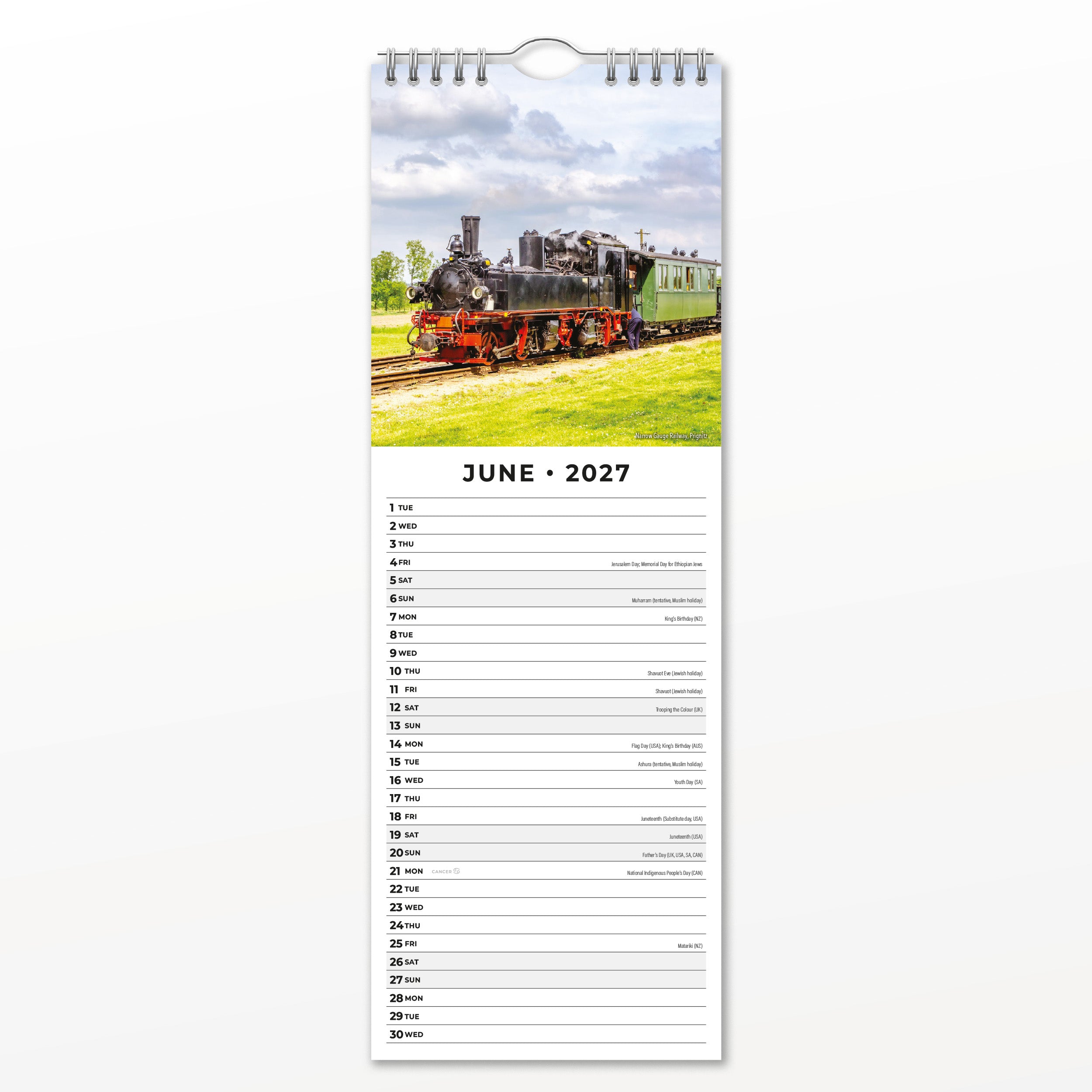 2027 Steam Trains - Slim Wall Calendar