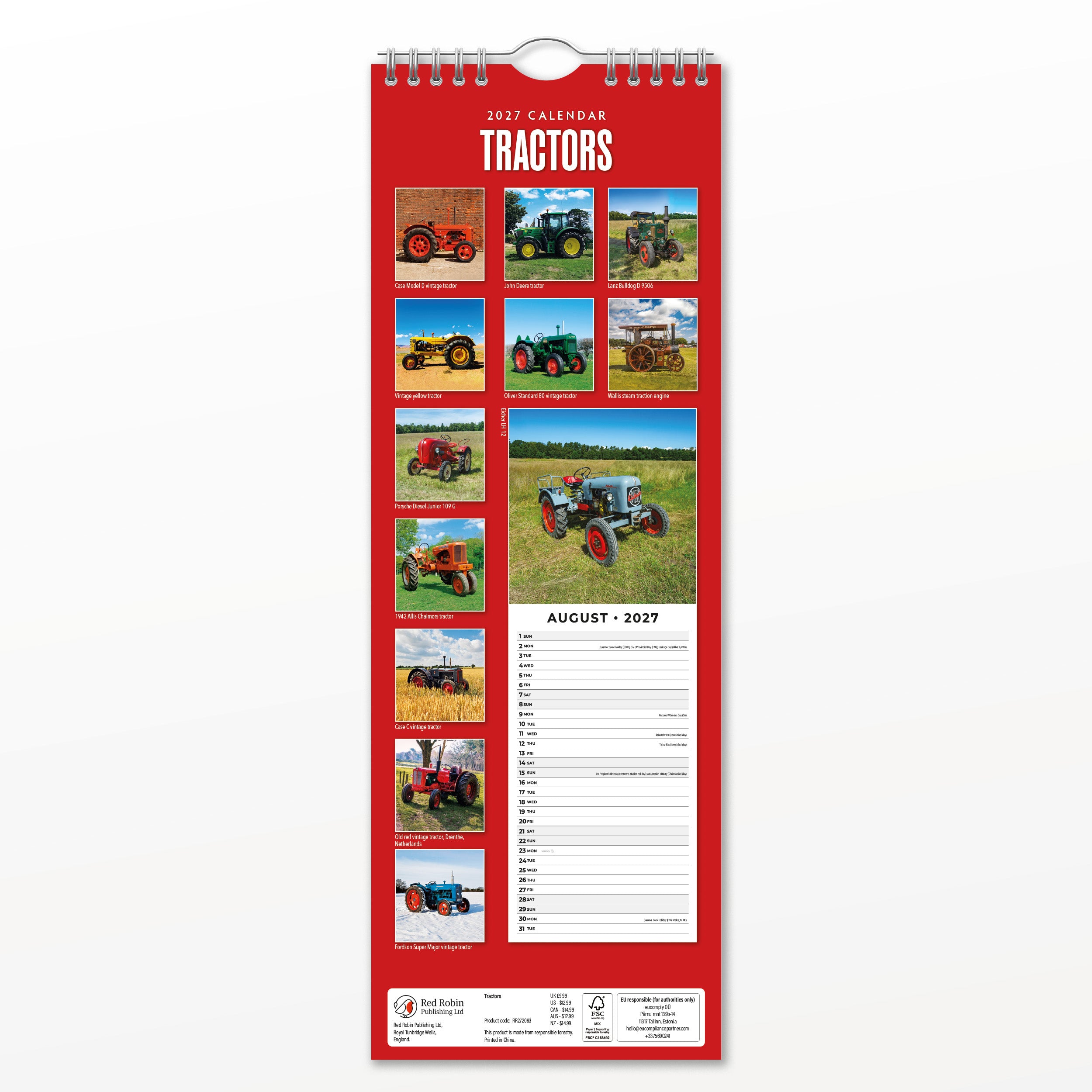 2027 Tractors - Slim Wall Calendar