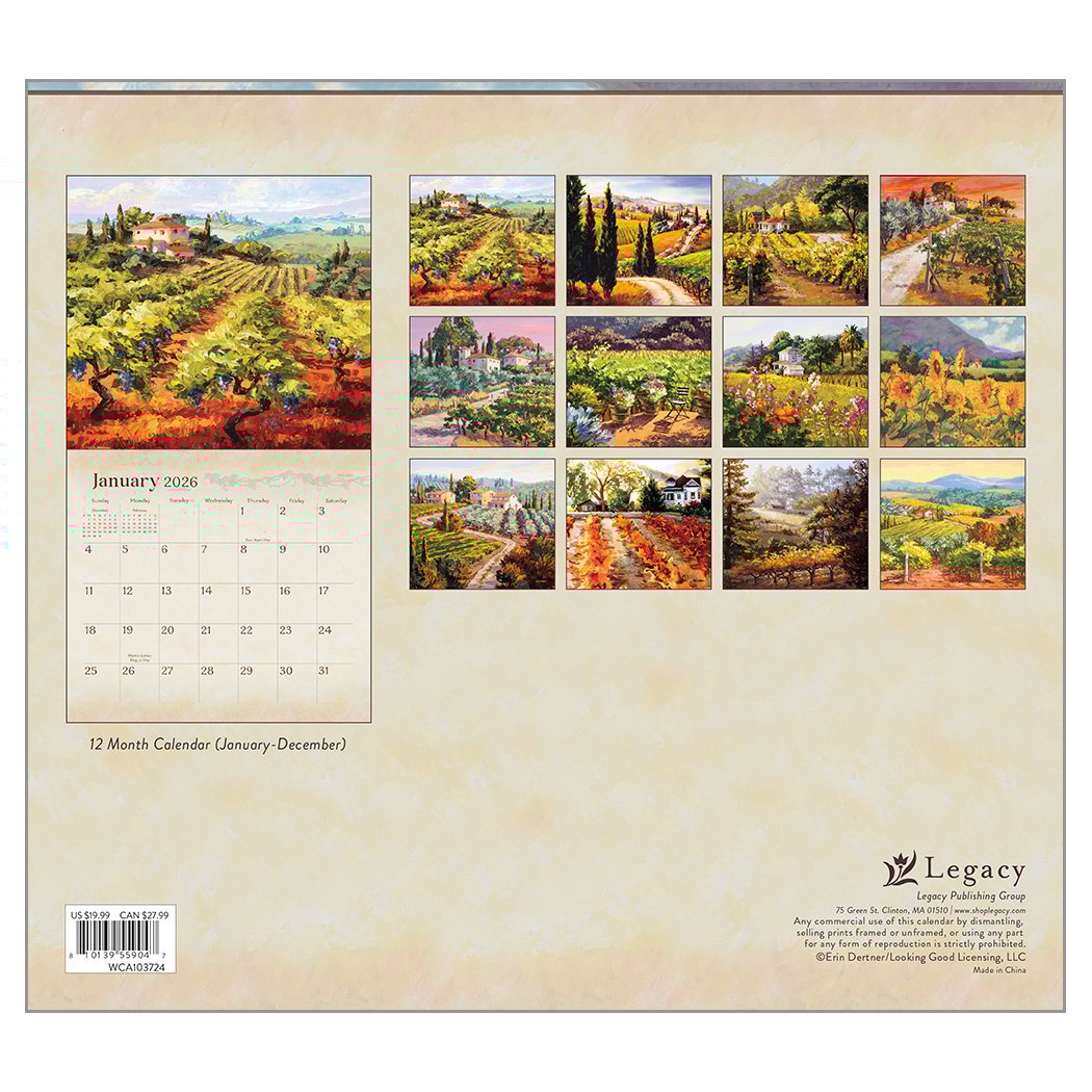 2026 Legacy Wine Country - Deluxe Wall Calendar