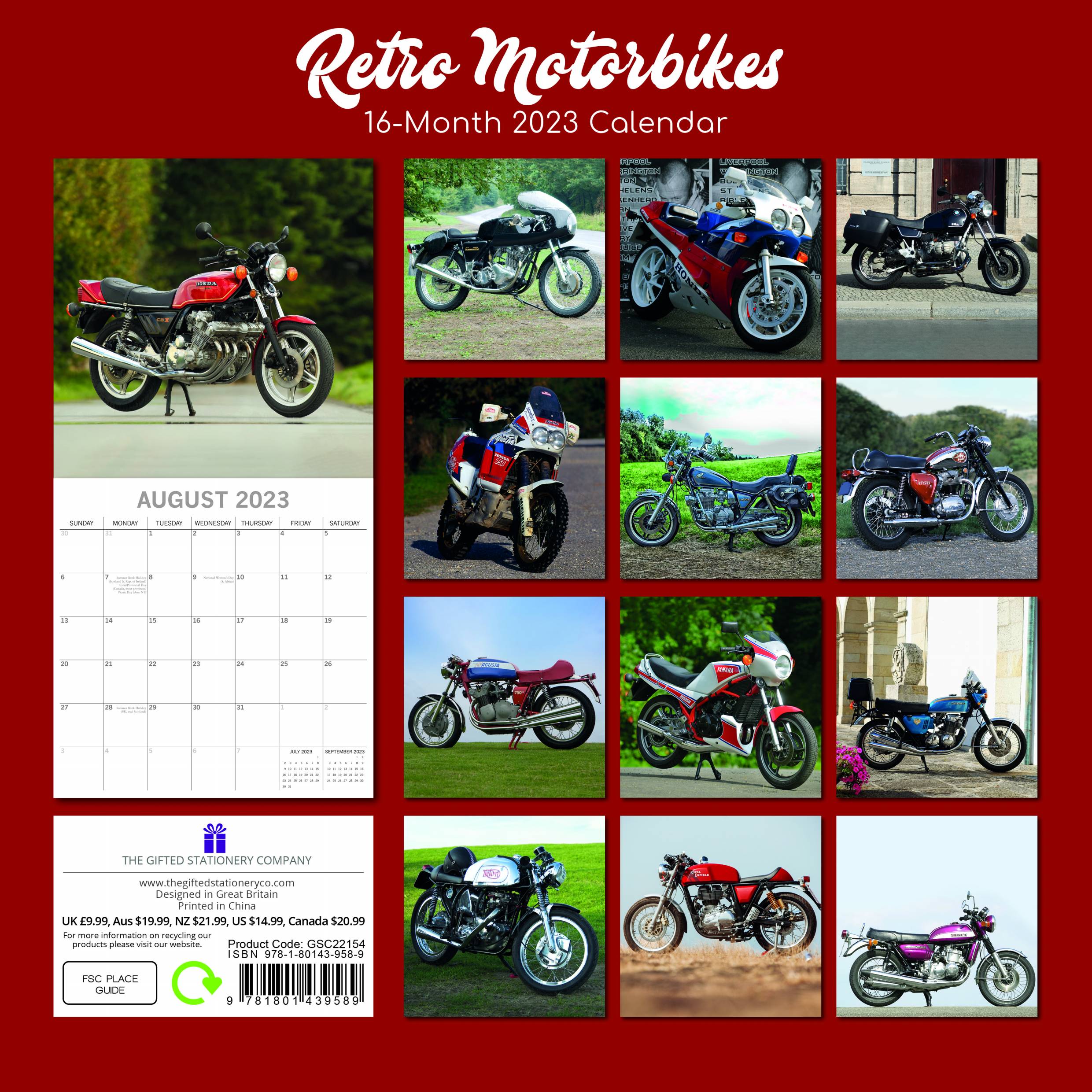 2023 Retro Motorbikes - Square Wall Calendar