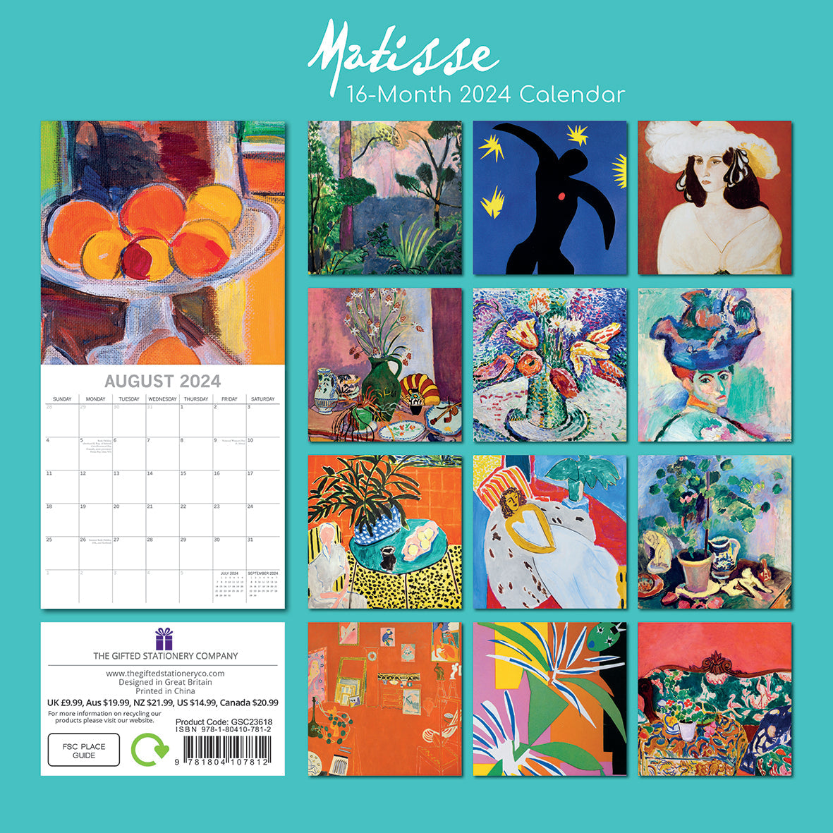 2024 Matisse Square Wall Calendar Art Calendars by The Gifted