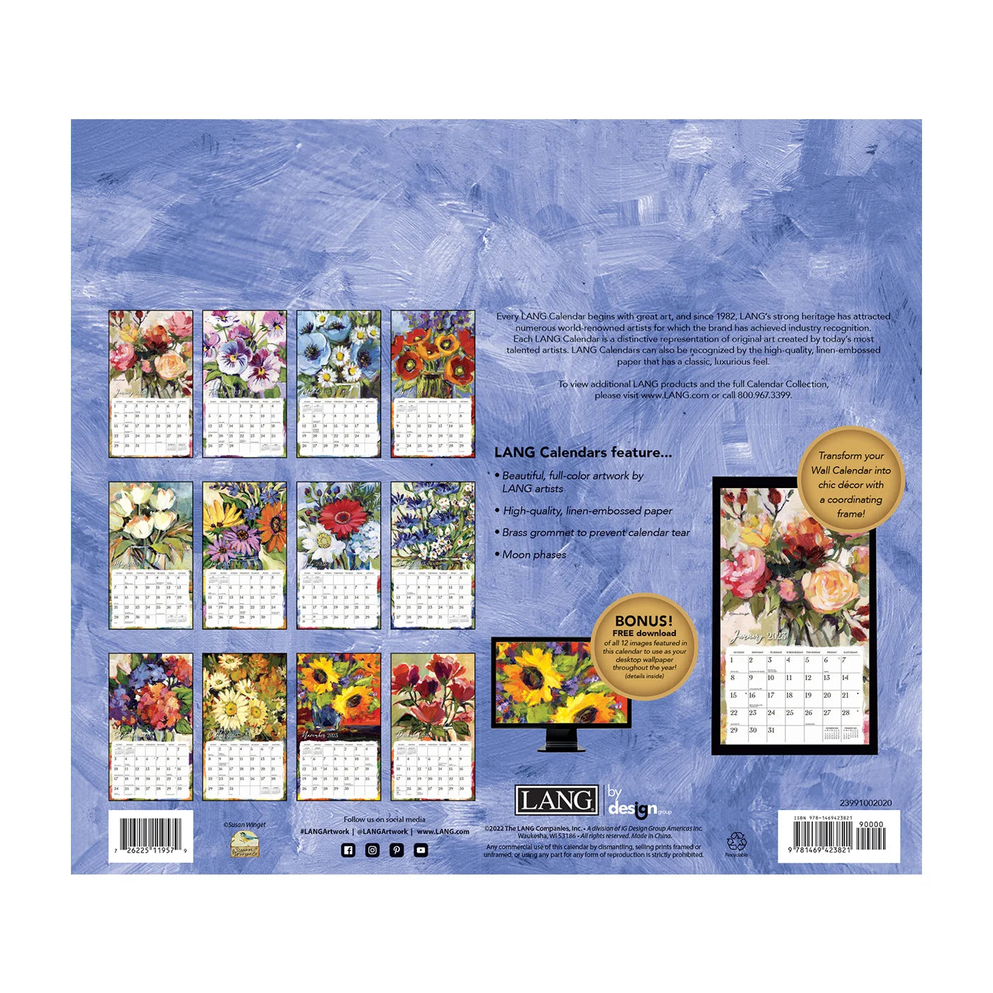 2023 LANG Gallery Florals by Susan Winget - Deluxe Wall Calendar