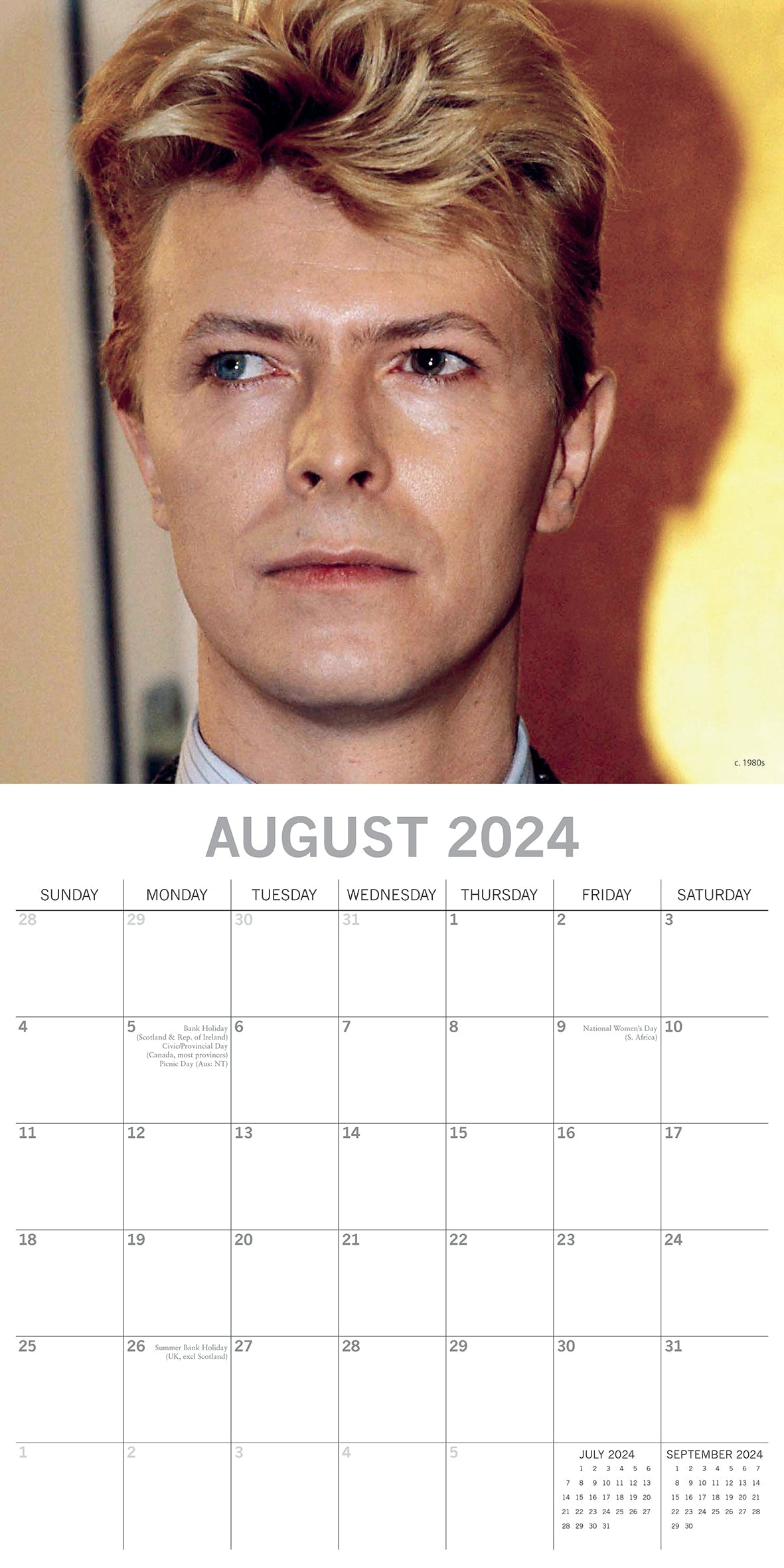 2024 David Bowie Square Wall Calendar Music Celebrities Calendars