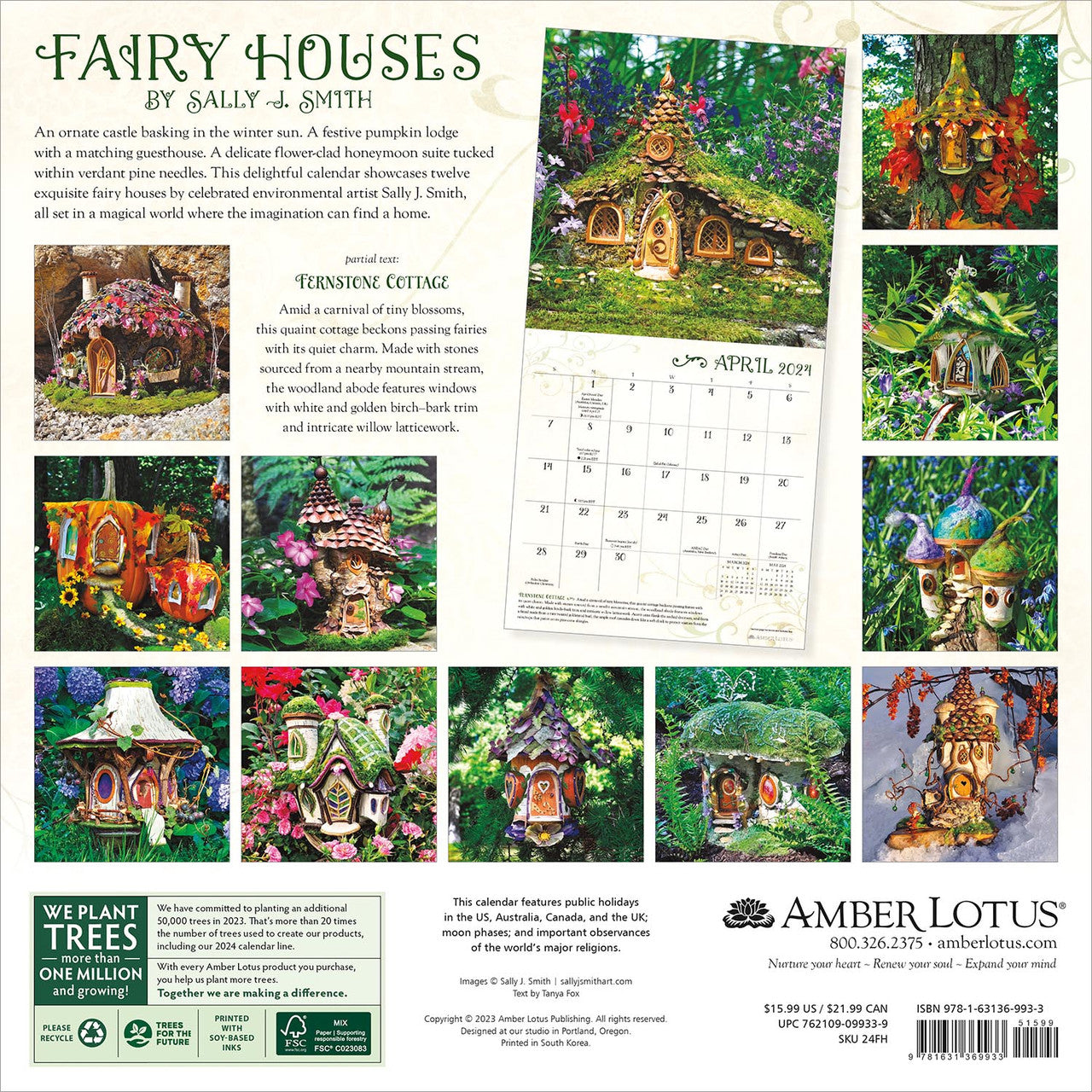 2024 Fairy Houses Square Wall Calendar Art Calendars by Amber