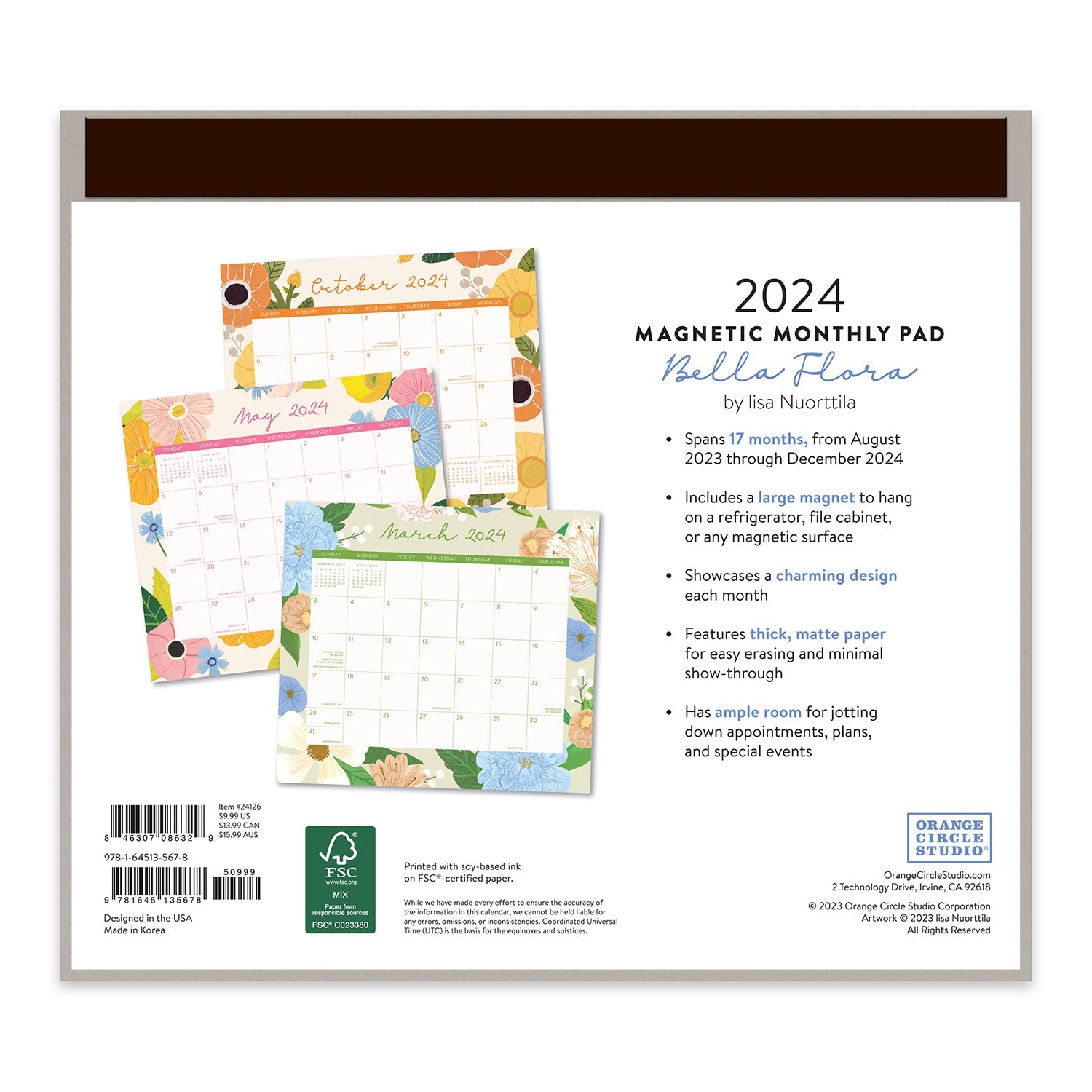 2024 Bella Flora - Monthly Magnetic Pad Calendar  SOLD OUT