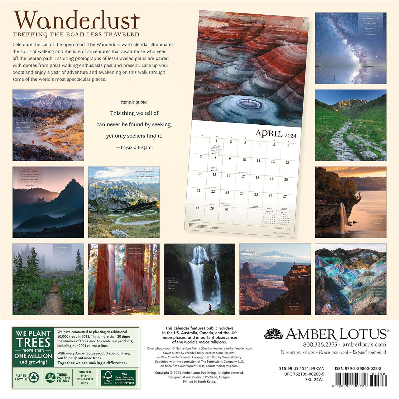 2024 Wanderlust - Square Wall Calendar  SOLD OUT