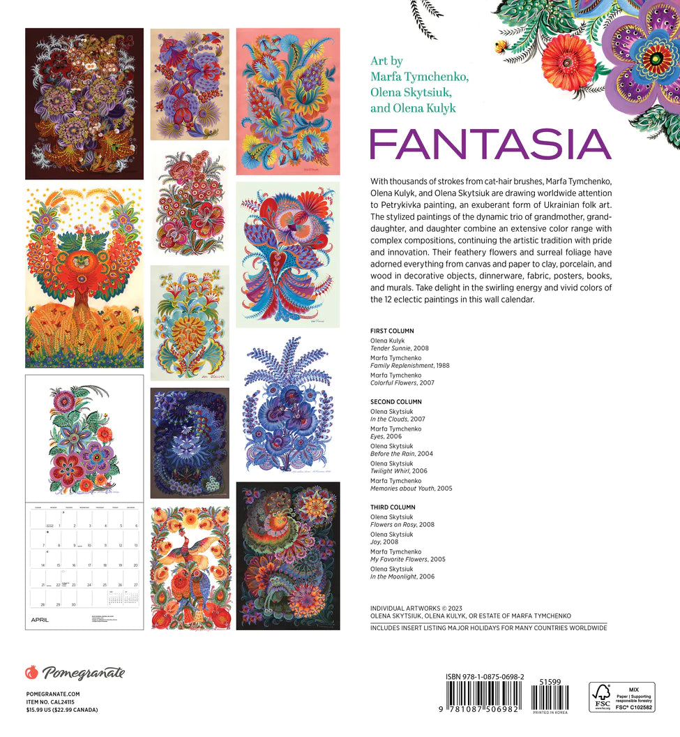 2024 Fantasia: Art by Marfa Tymchenko, Olena Skytsiuk, and Olena Kulyk - Square Wall Calendar  SOLD OUT