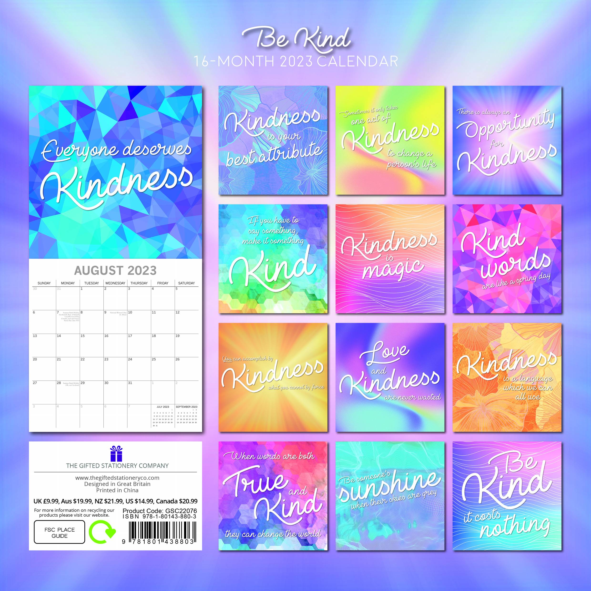 2023 Be Kind - Square Wall Calendar