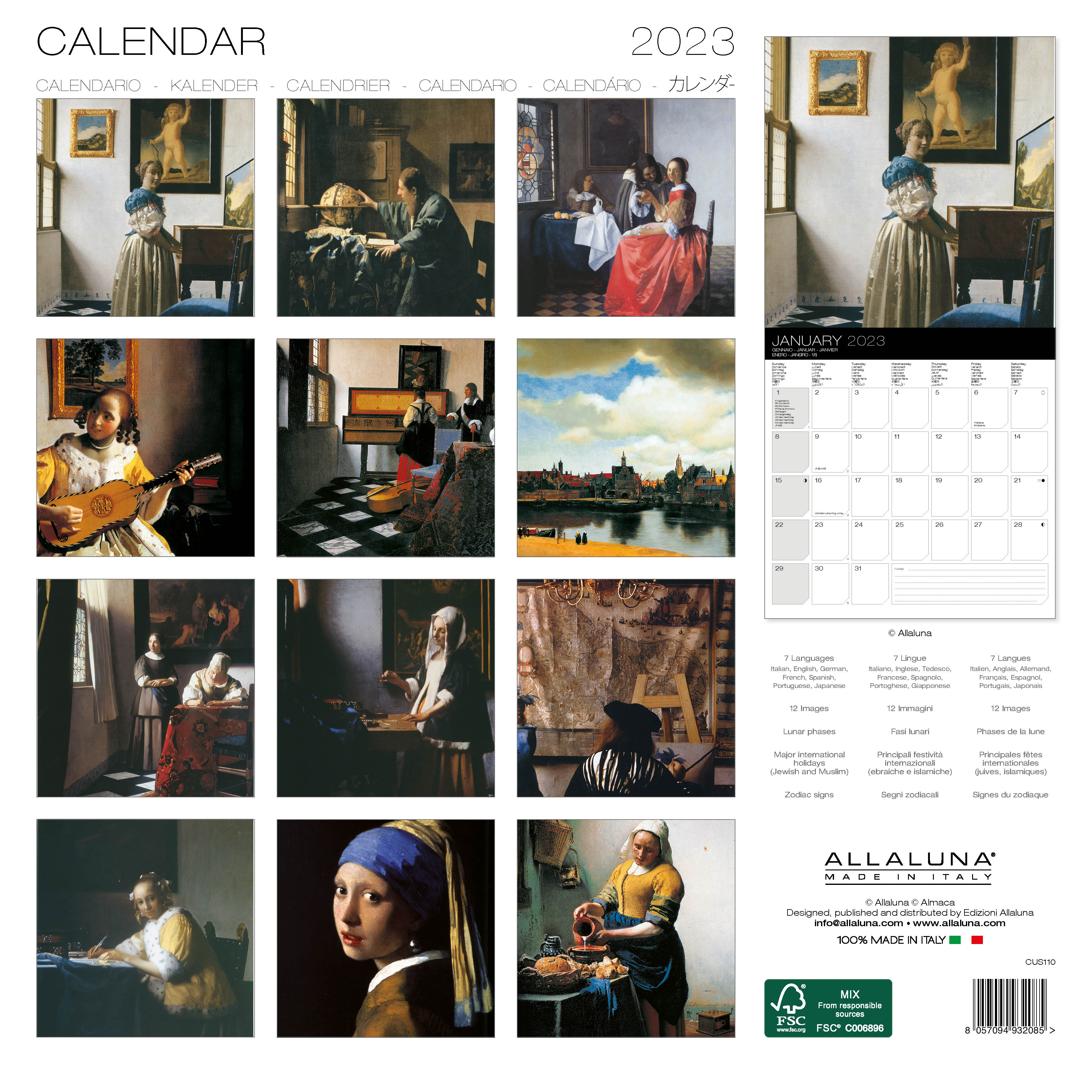 2023 Vermeer - Square Wall Calendar