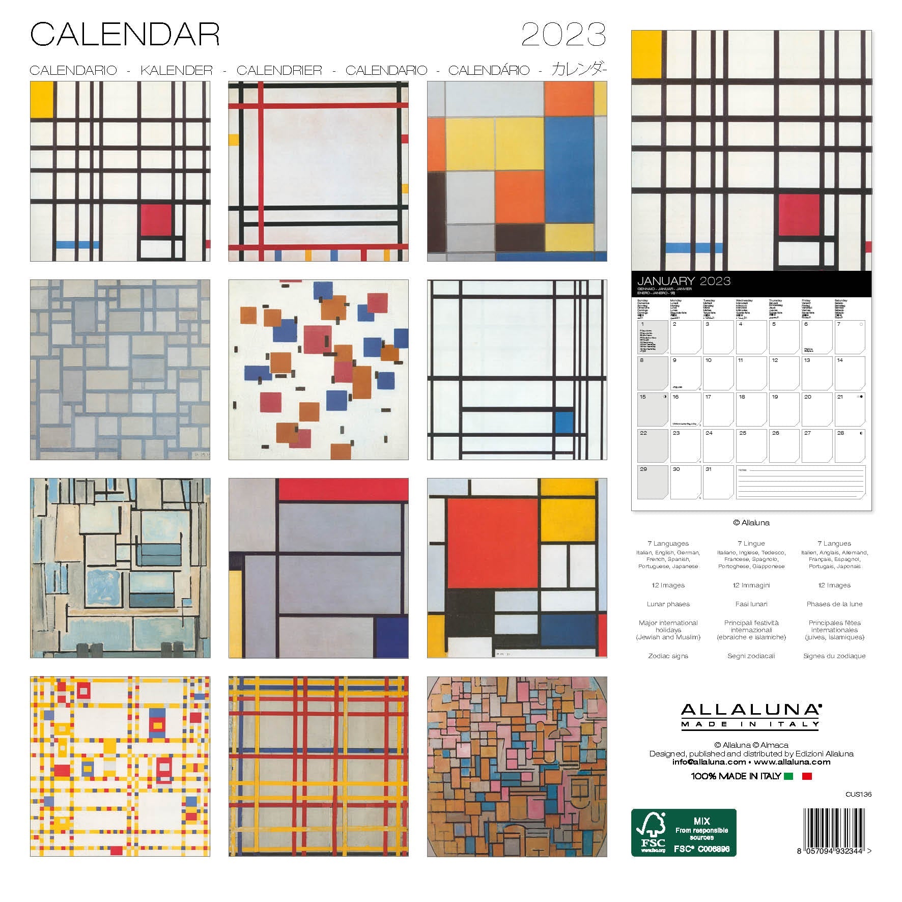 2023 Mondrian - Square Wall Calendar