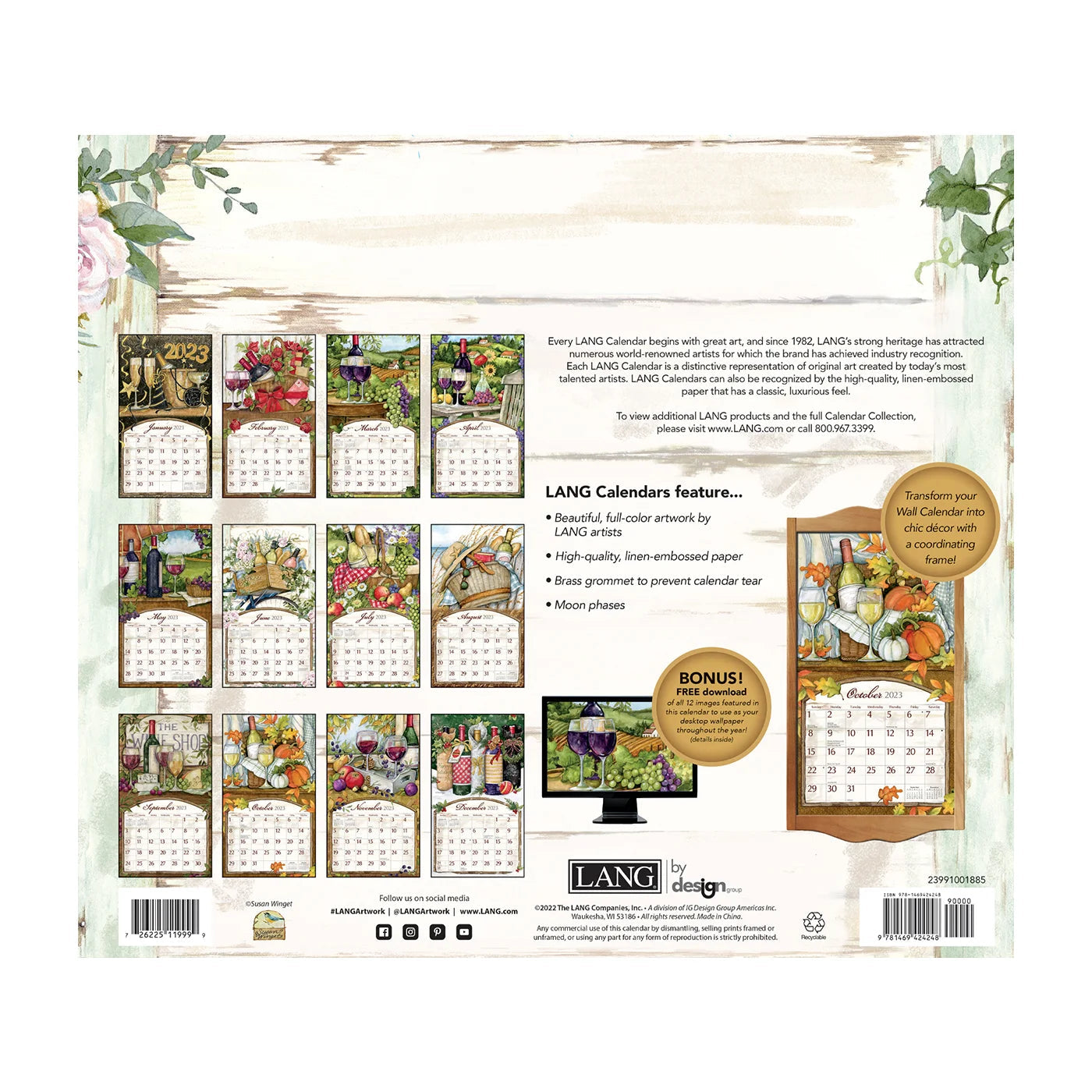 2023 LANG Wine Country by Susan Winget - Deluxe Wall Calendar