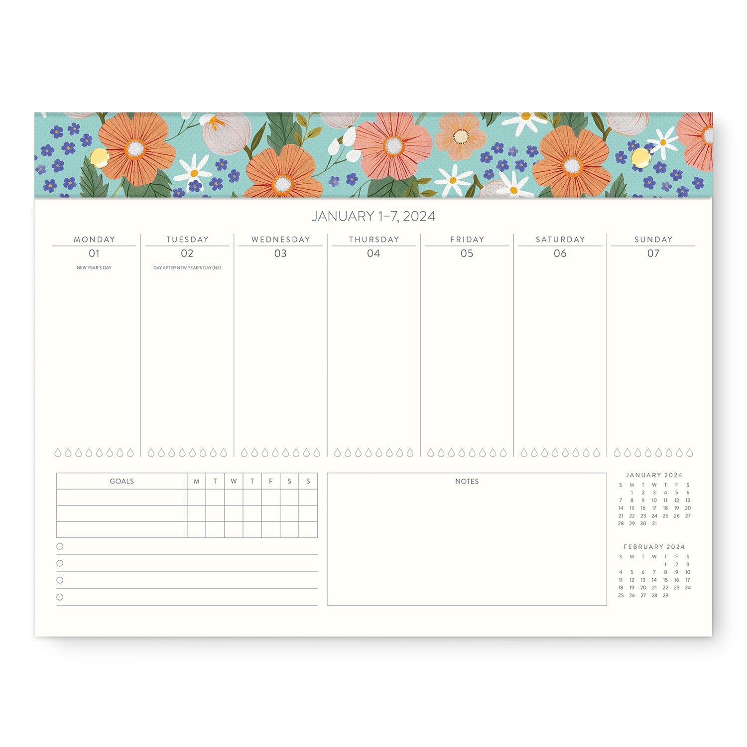 2024 Bella Flora Weekly Desk Pad Calendar by Orange Circle Studio