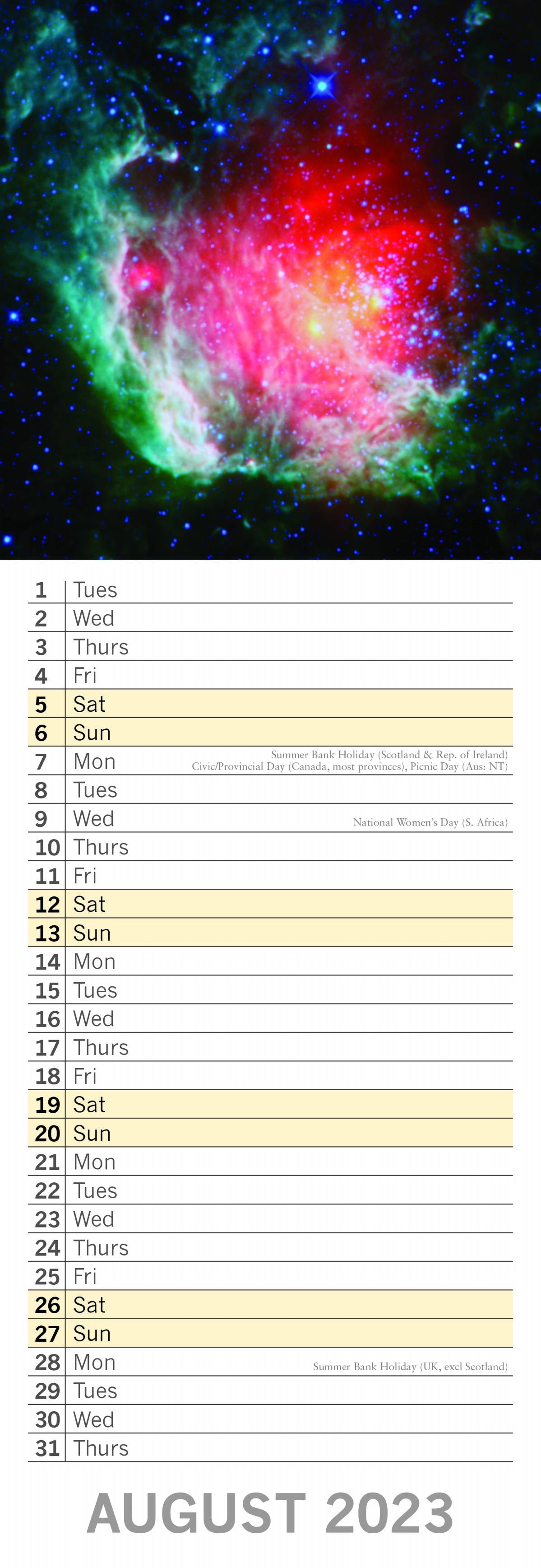 2023 Space - Slim Wall Calendar