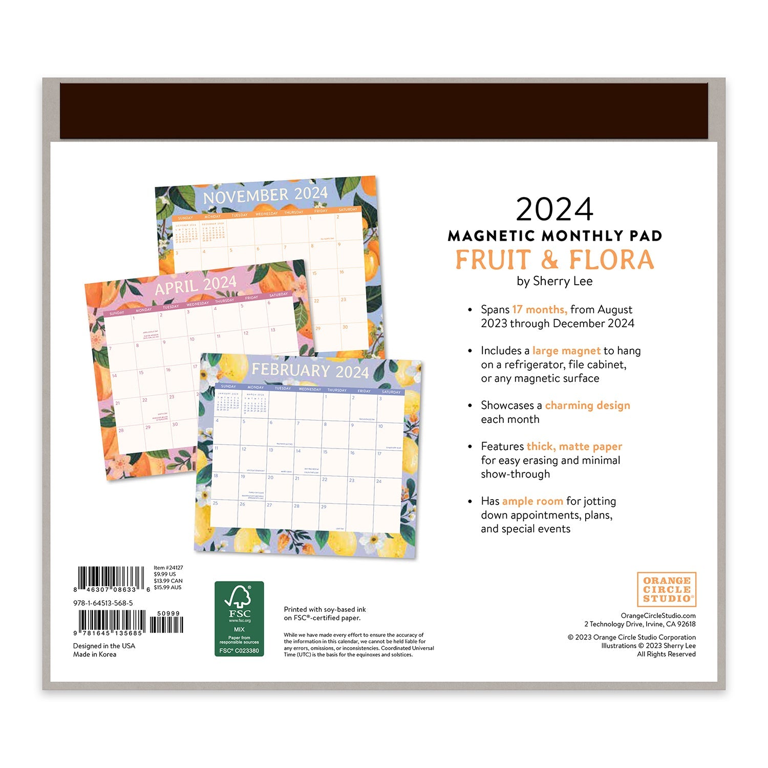 2024 Fruit & Flora - Monthly Magnetic Pad Calendar  SOLD OUT