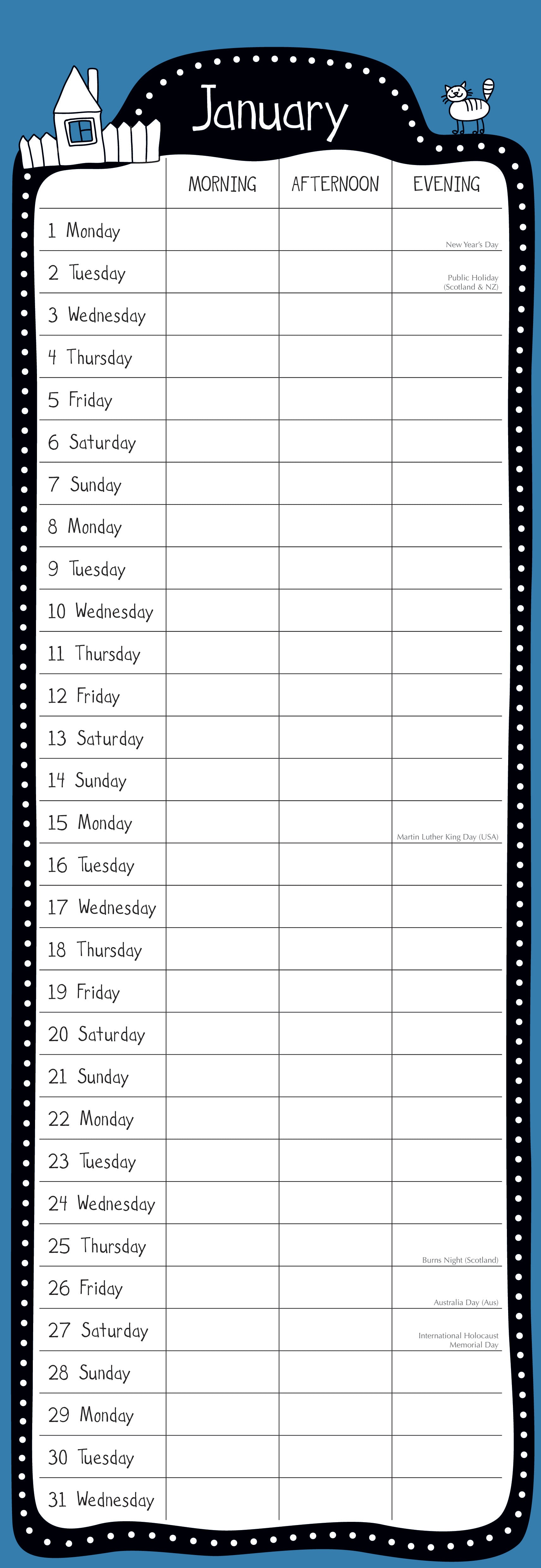 2024 Family Home Organiser Slim Wall Calendar Family Planners by