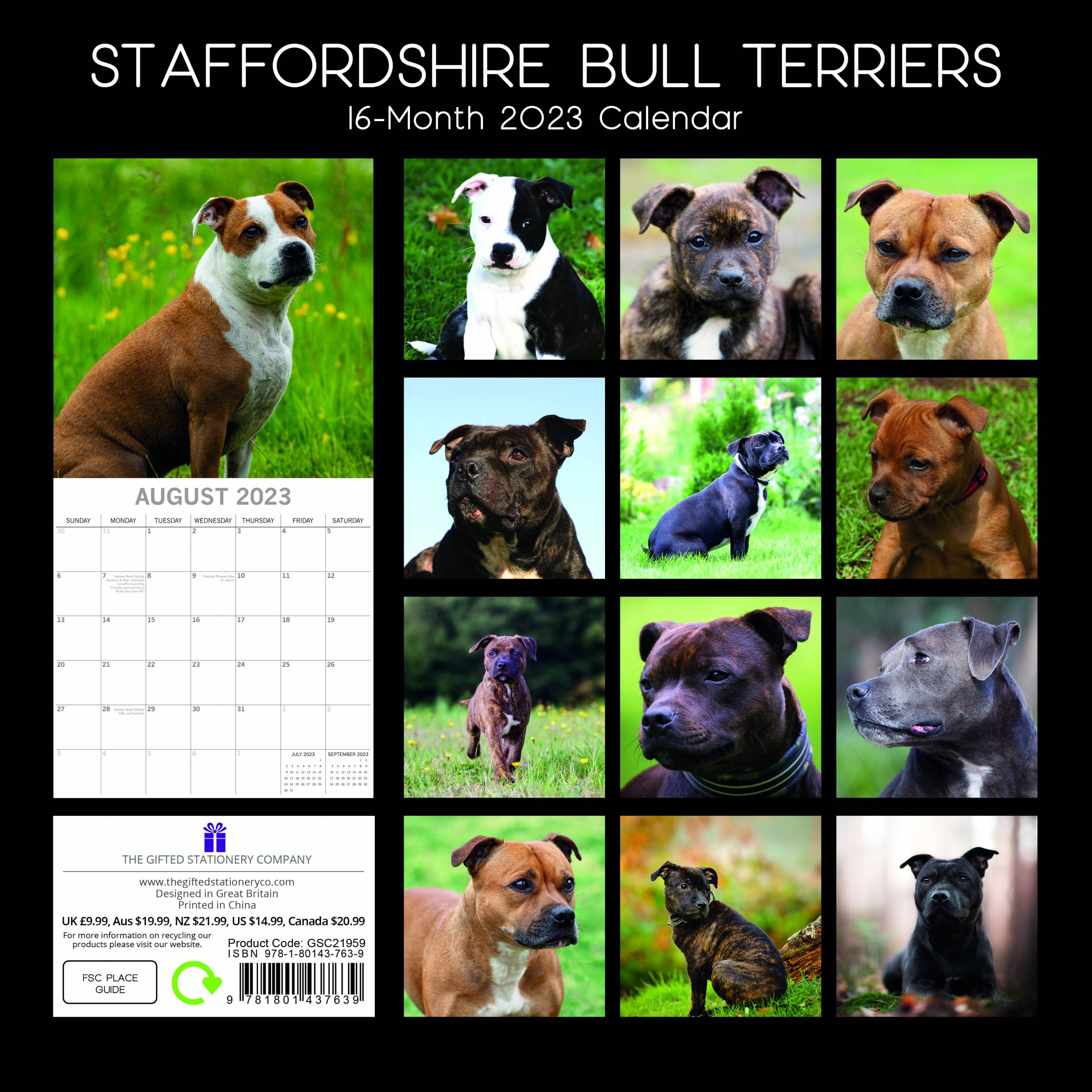2023 Staffordshire Bull Terriers - Square Wall Calendar