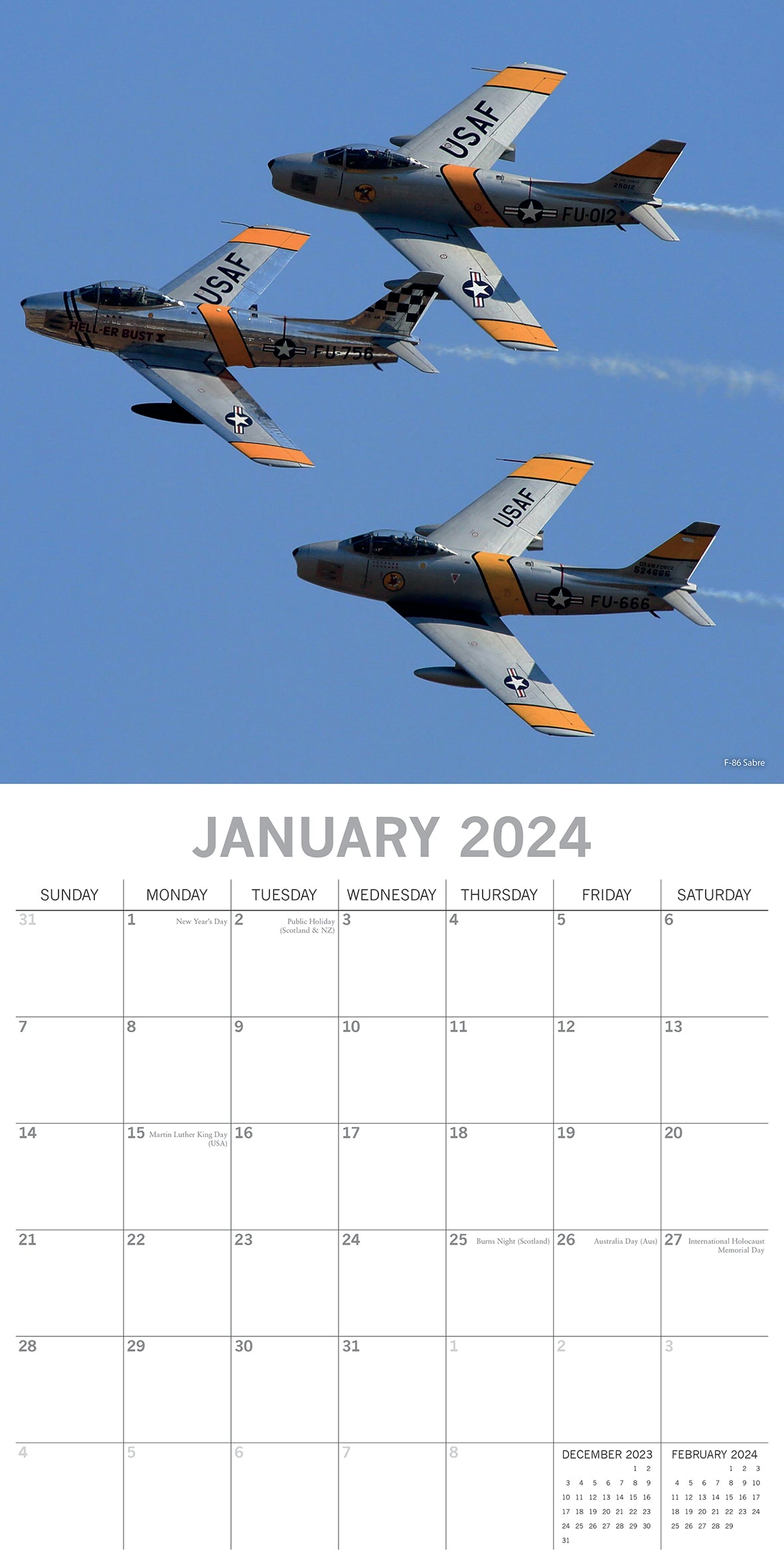 2024 Warbirds Square Wall Calendar Cars & Transport Calendars by