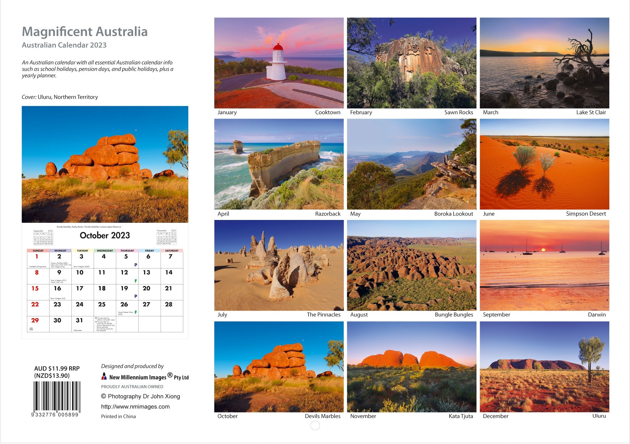 2023 Magnificent Australia - Horizontal Wall Calendar