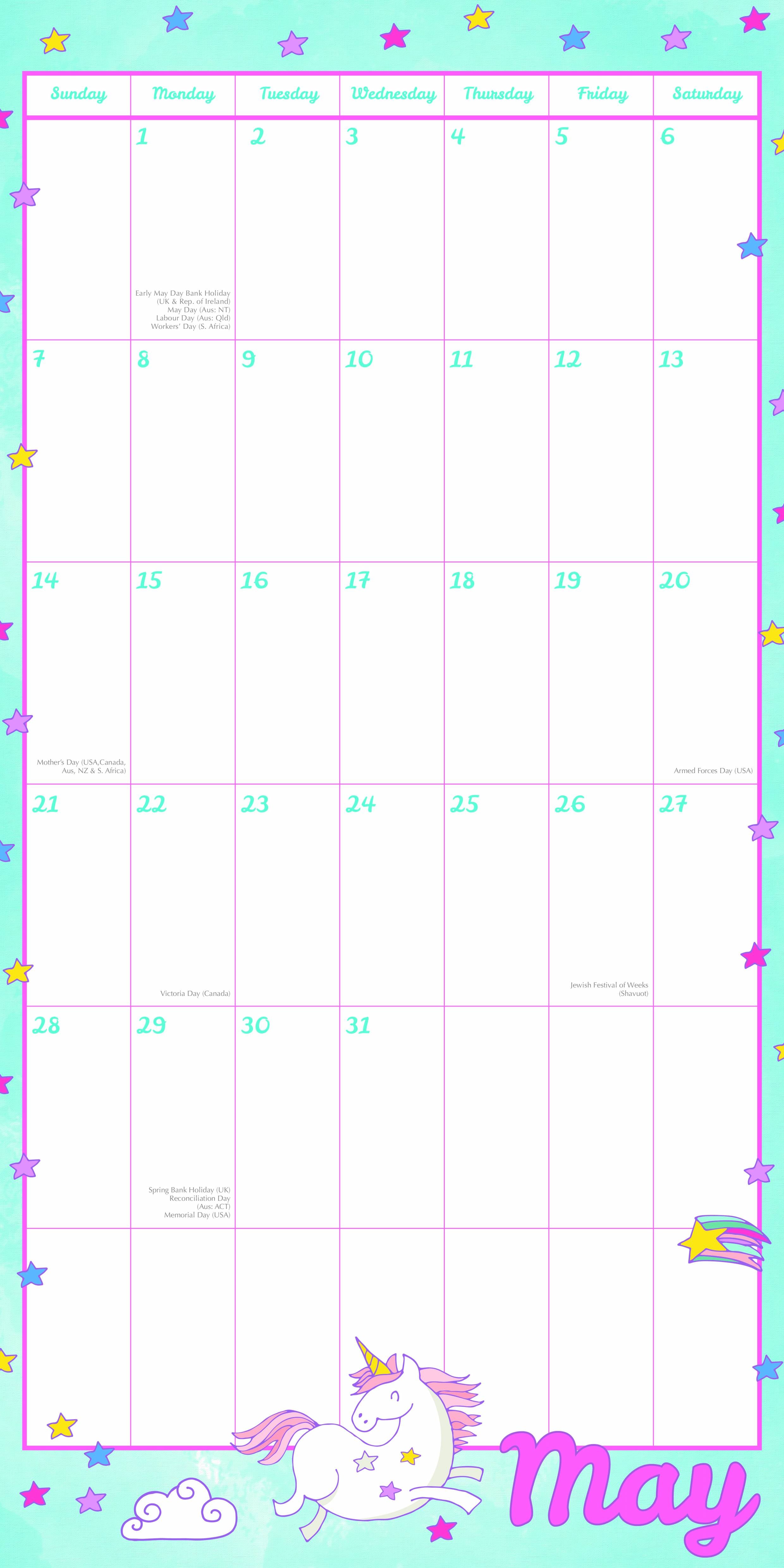 2023 My Family Organiser - Unicorn - Square Wall Calendar