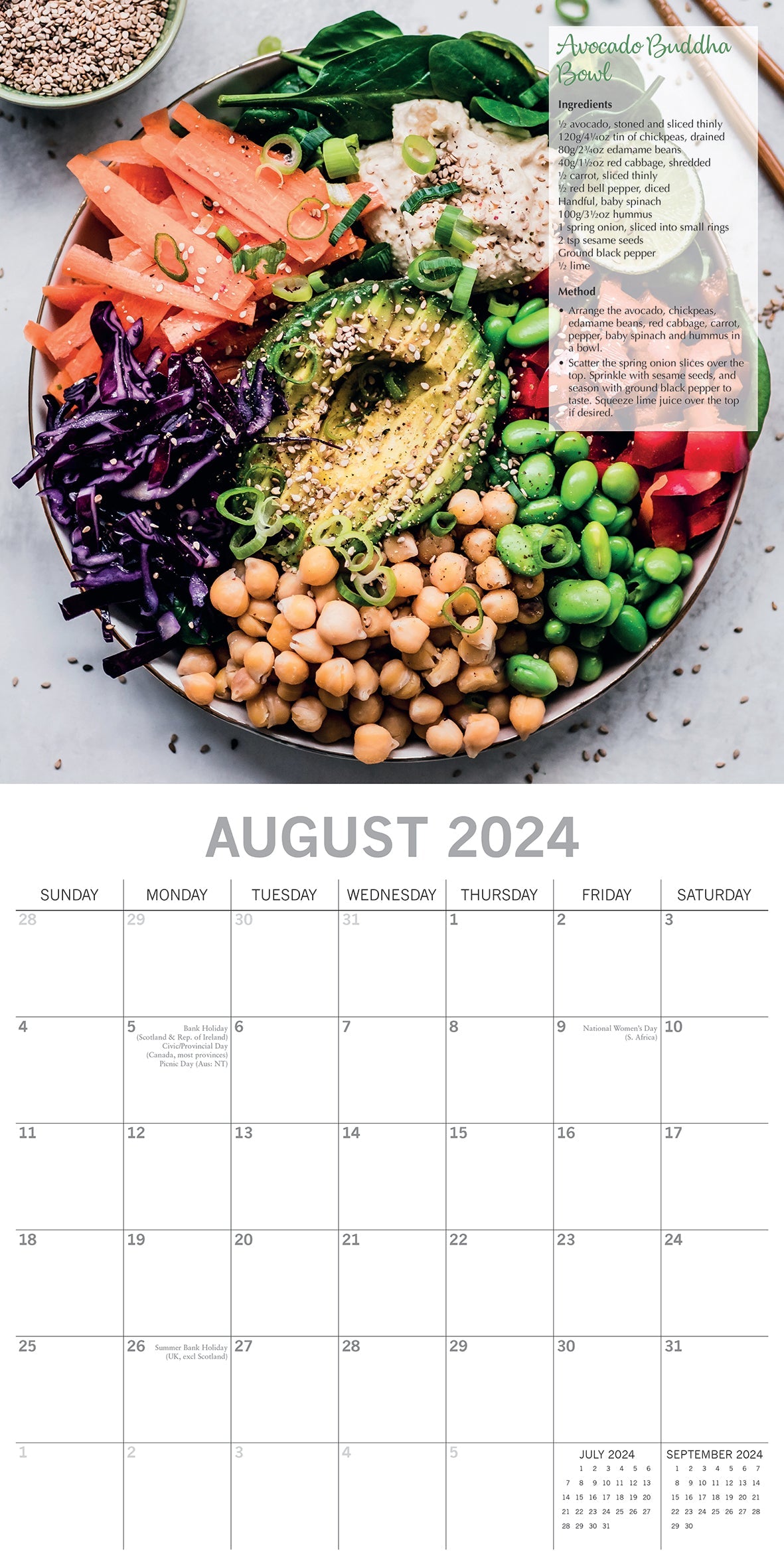 2024 Tasty Vegan Recipes Square Wall Calendar Food & Kitchen
