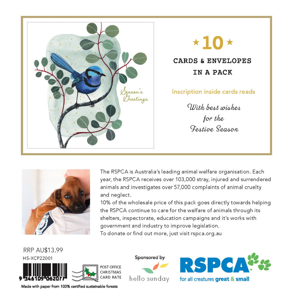RSPCA - Fairy Wren - Charity Christmas Card Pack
