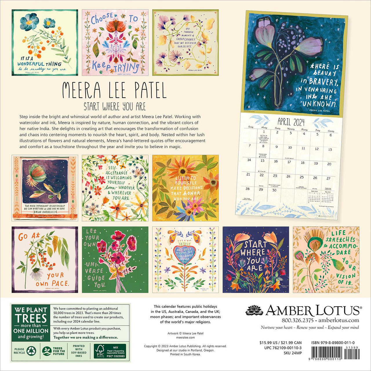 2024 Meera Lee Patel Square Wall Calendar Art Calendars by Amber