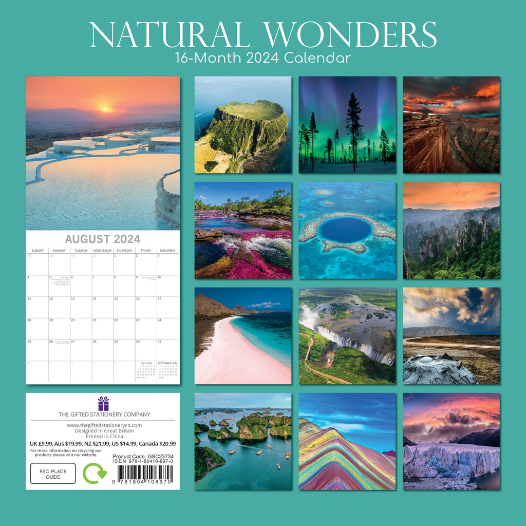 2024 Natural Wonders Square Wall Calendar Sceneries & Flowers