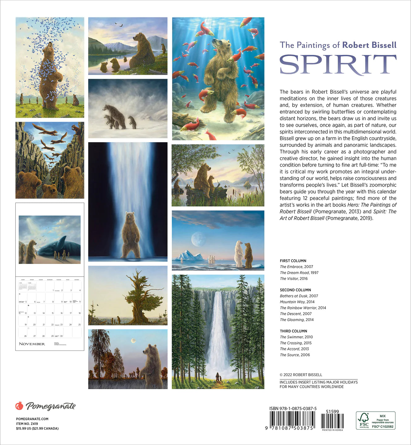 2023 Spirit: The Paintings Of Robert Bissell - Square Wall Calendar