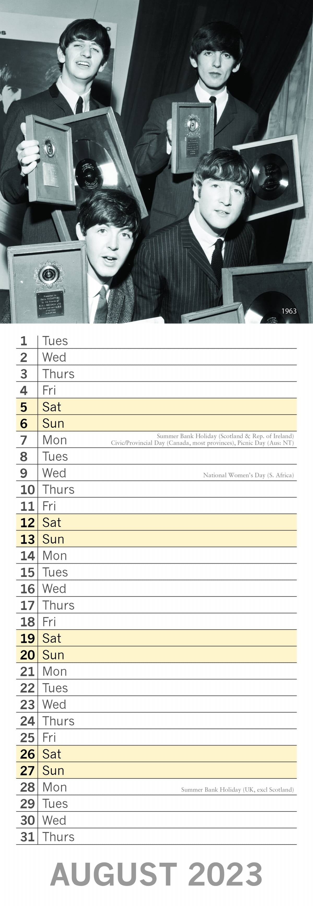 2023 The Beatles - Slim Wall Calendar