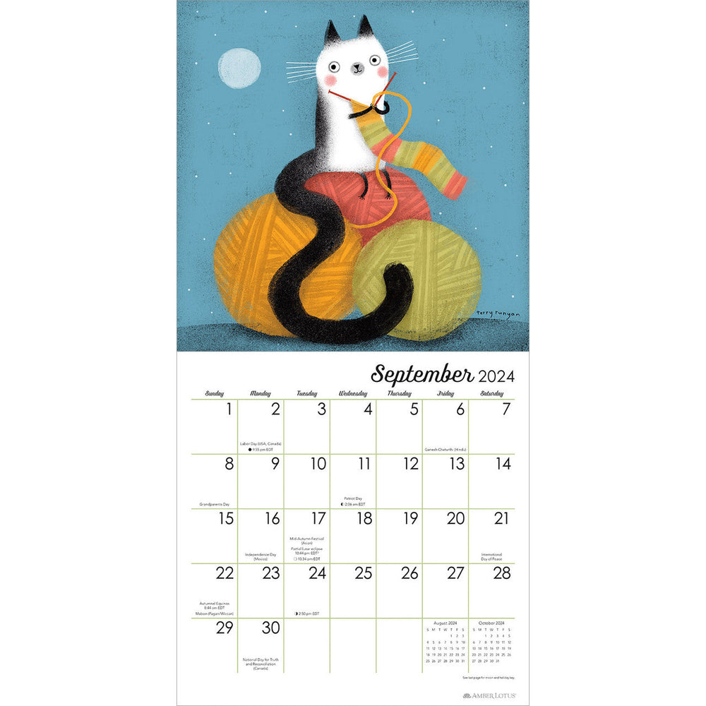 2024 Feline Square Wall Calendar Art Calendars by Amber Lotus