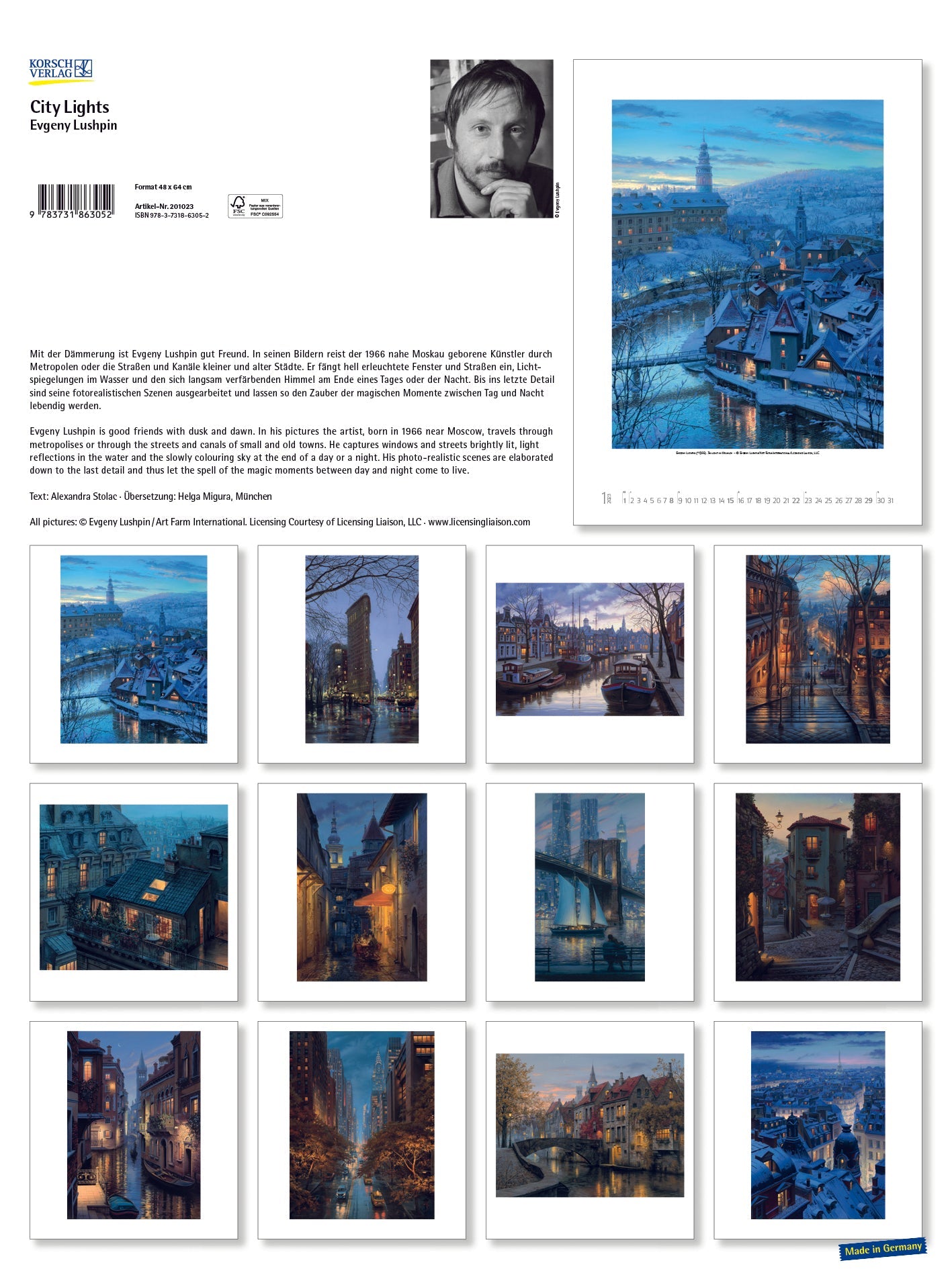 2023 Citylights-Evgeny Lushpin (Large) - Deluxe Wall Poster Calendar