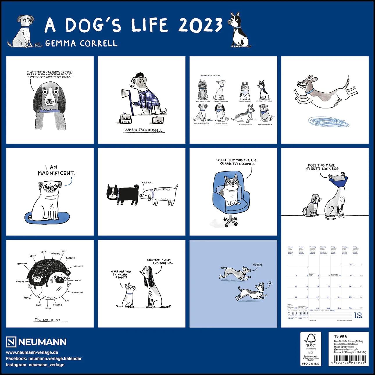 2023 A Dog's Life - Square Wall Calendar