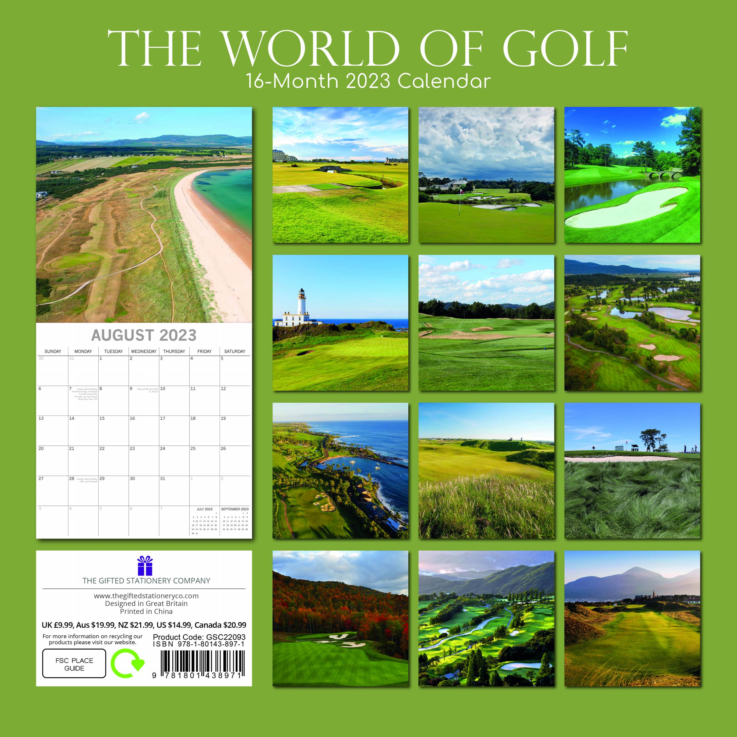 2023 The World of Golf - Square Wall Calendar