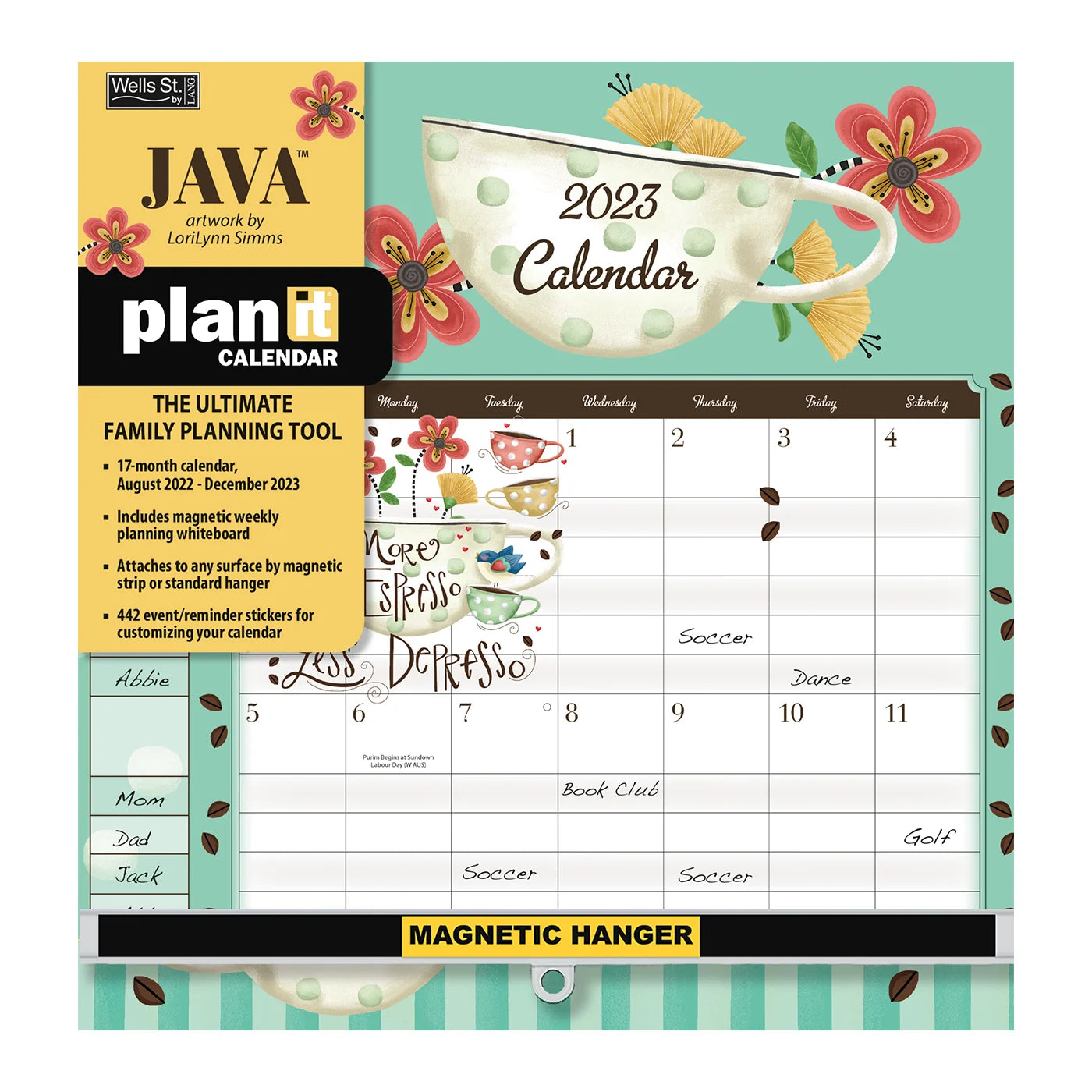 2023 LANG Java by LoriLynn Simms - Plan-it Magnetic Square Wall Calendar