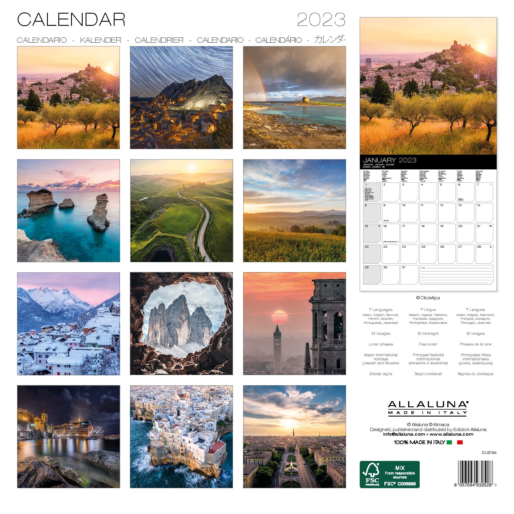 2023 Italy (Allaluna) - Square Wall Calendar