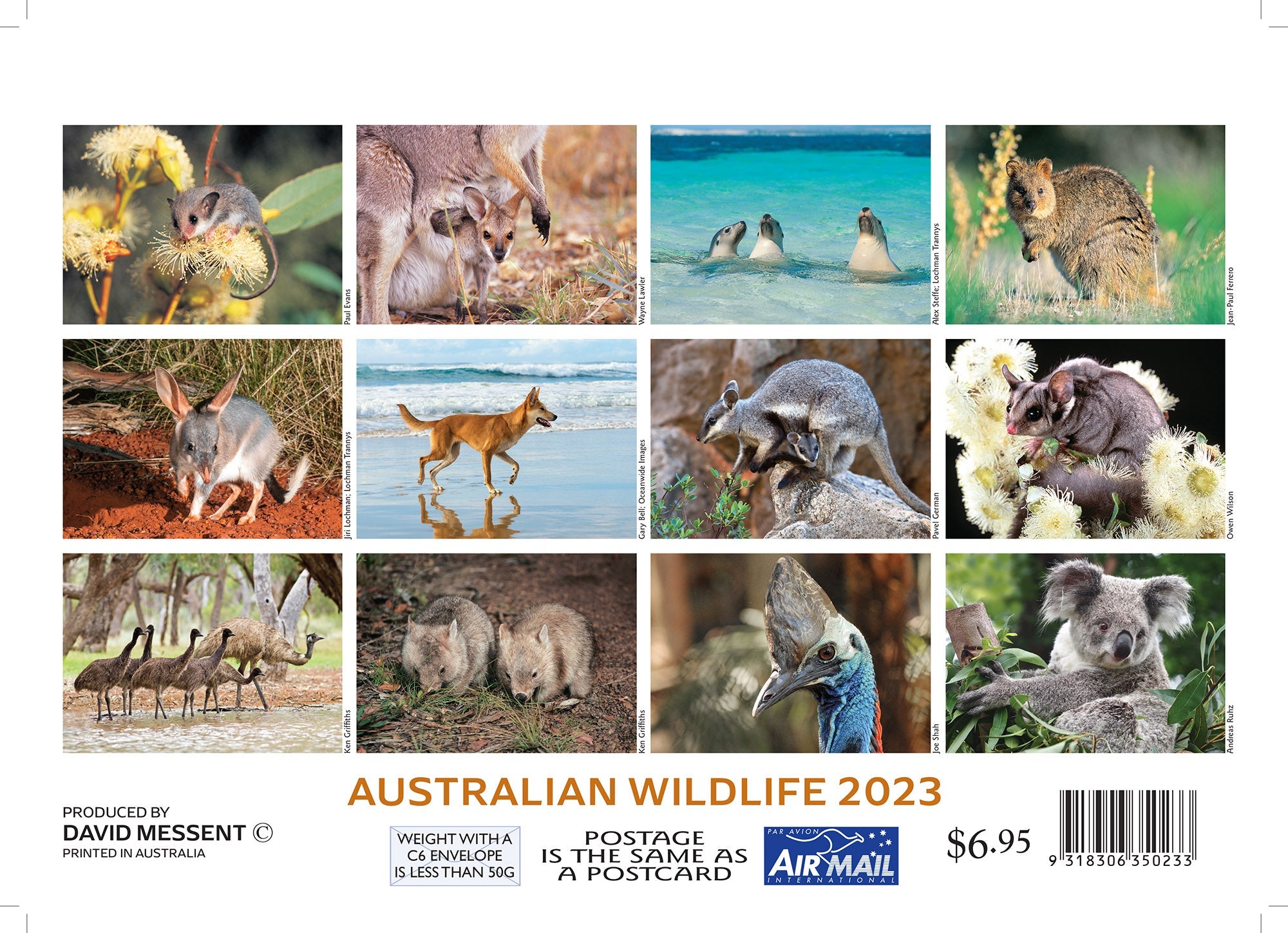 2023 Australian Wildlife by David Messent - Mini Pocket Calendar