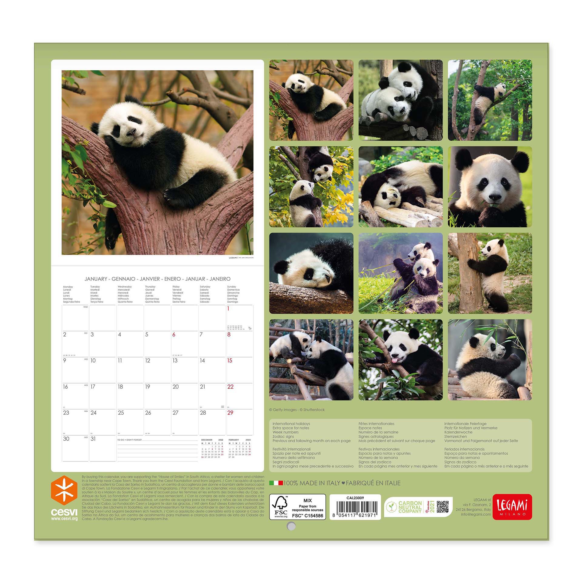 2023 Lovely Pandas - Square Wall Calendar