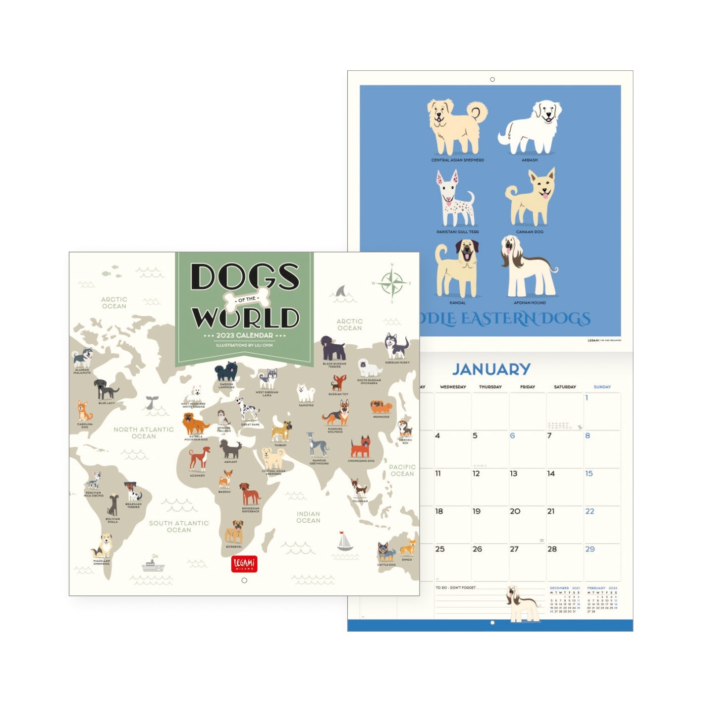 2023 Dogs Of The World - Square Wall Calendar