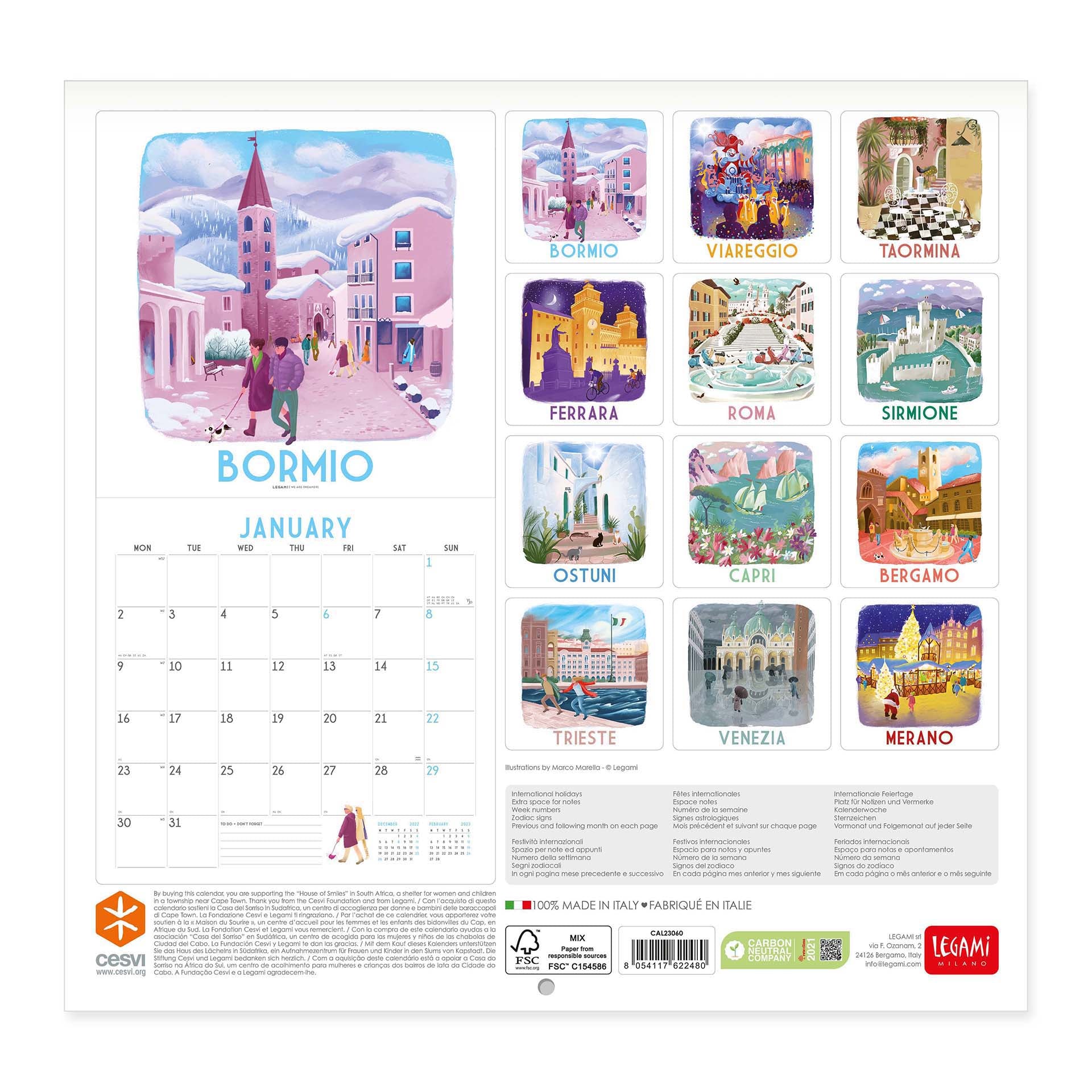2023 Italy (Animated) - Square Wall Calendar