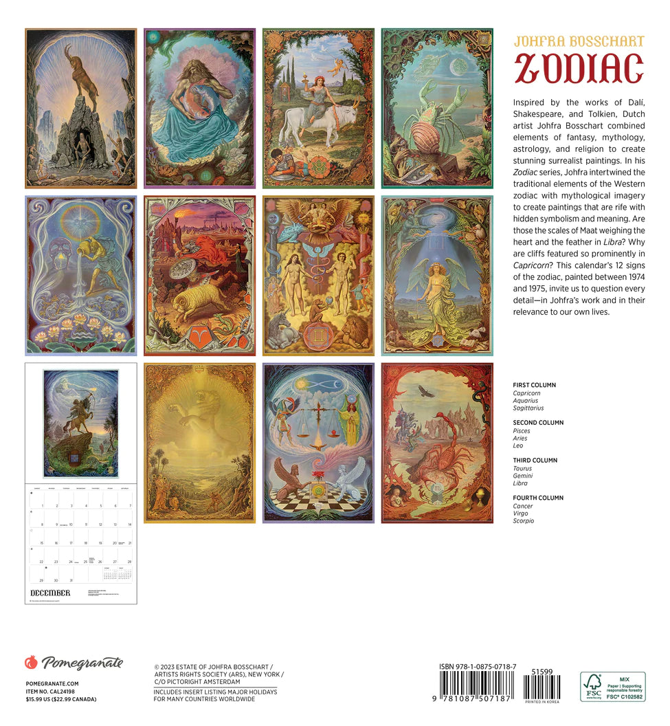 2024 Johfra Bosschart: Zodiac - Square Wall Calendar  SOLD OUT