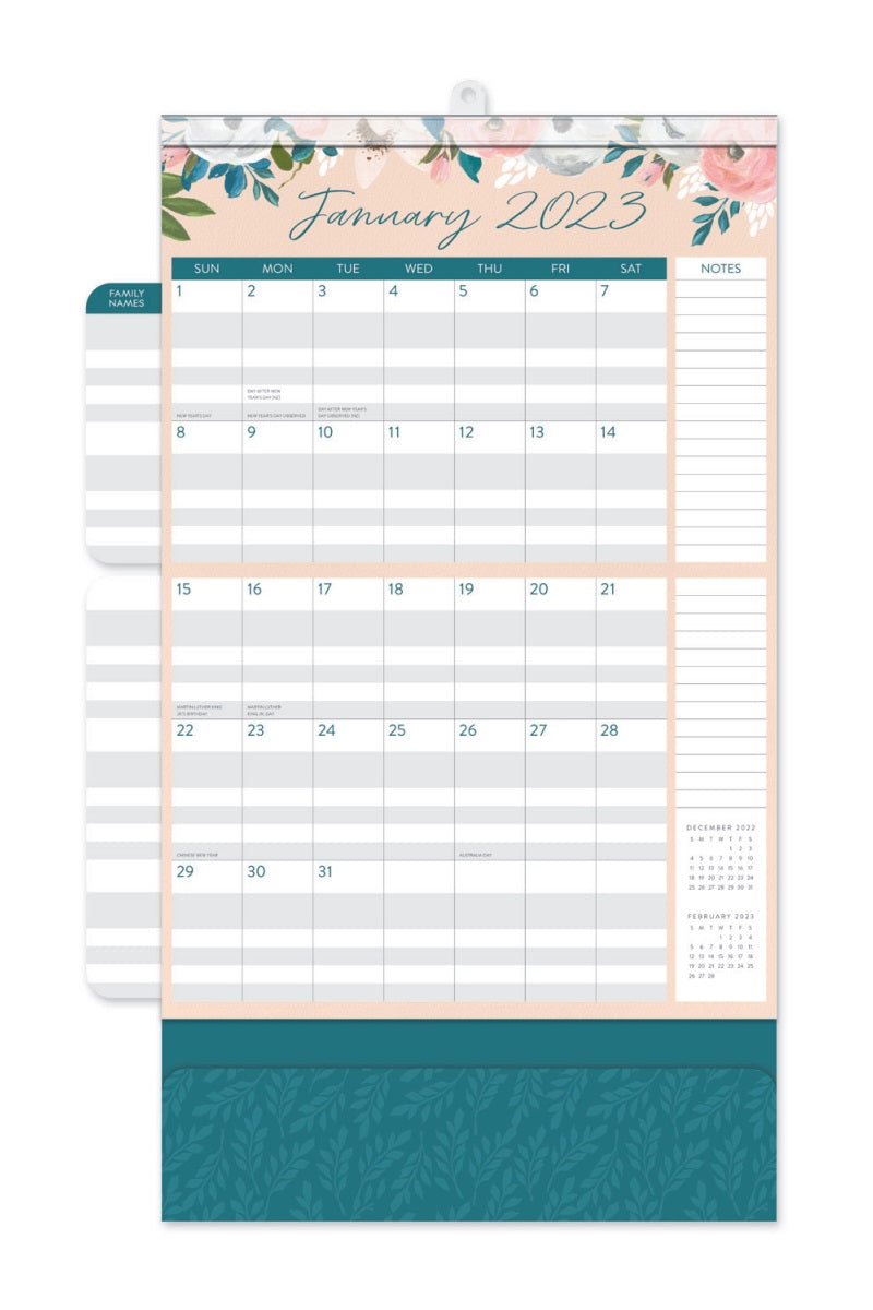 2023 Bella Flora (Do It All Family Planner) - Magnetic Deluxe Wall Calendar