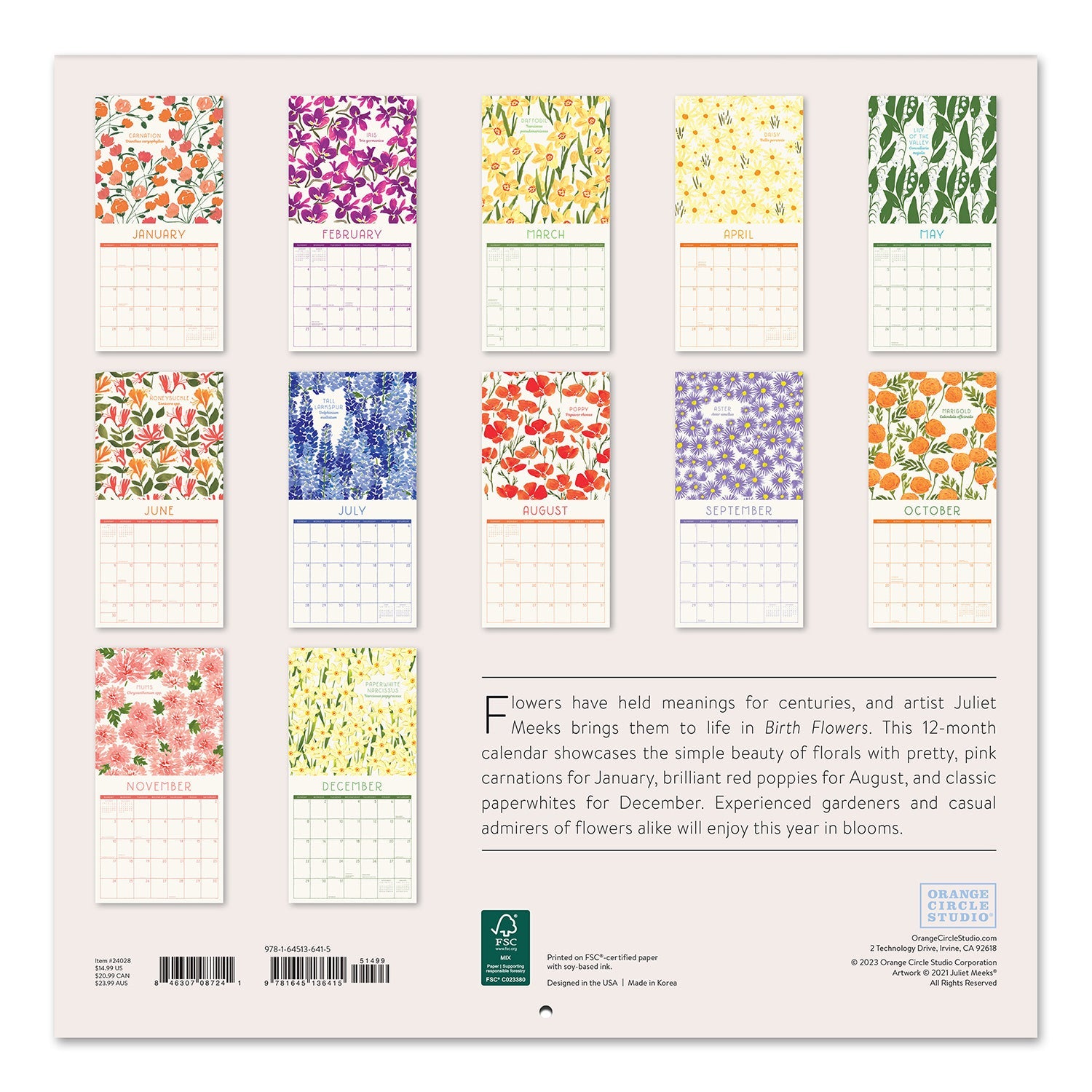 2024 Birth Flowers - Square Wall Calendar  SOLD OUT