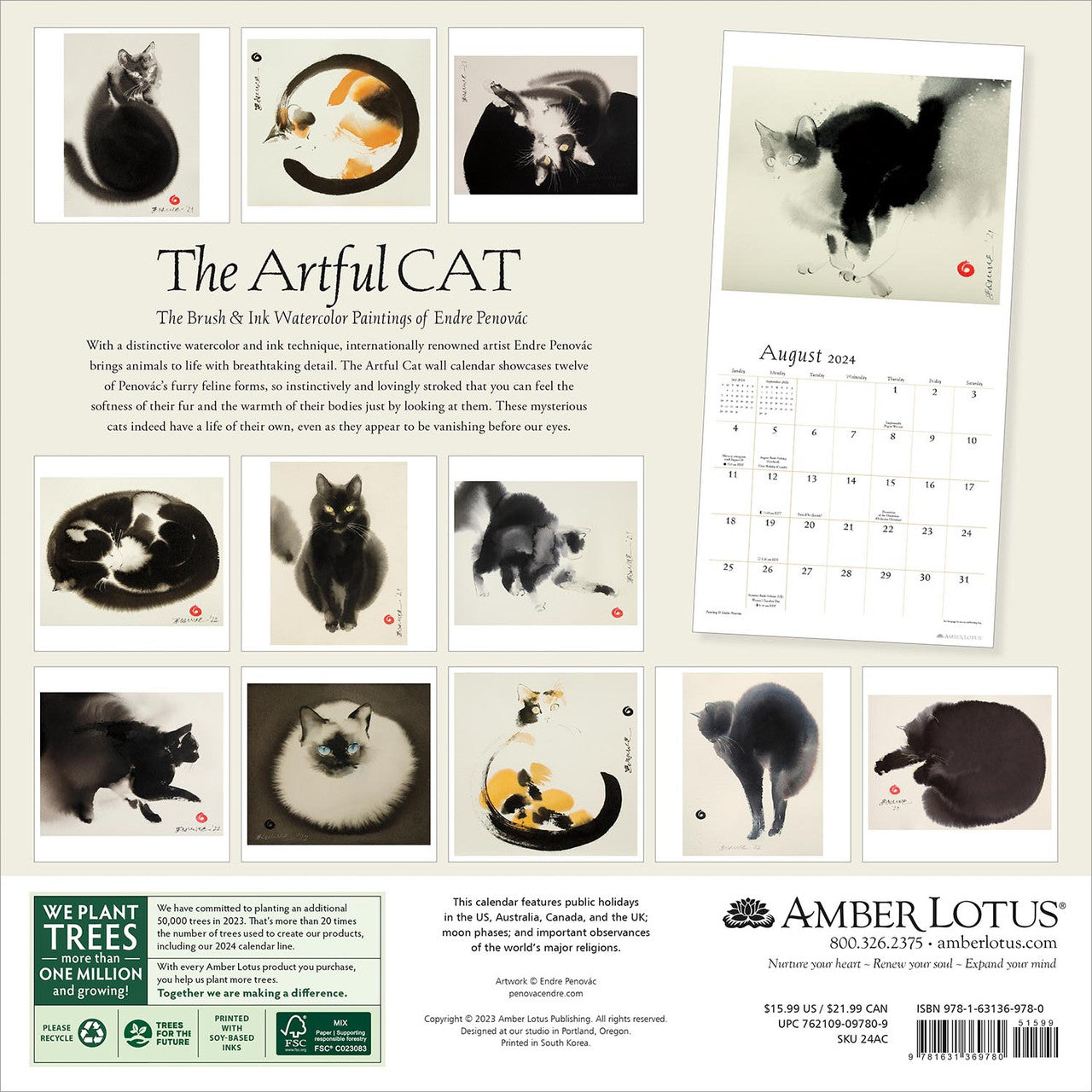 2024 The Artful Cat Square Wall Calendar Art Calendars By Amber   92e69c90d6666d397a623dba02bee283 