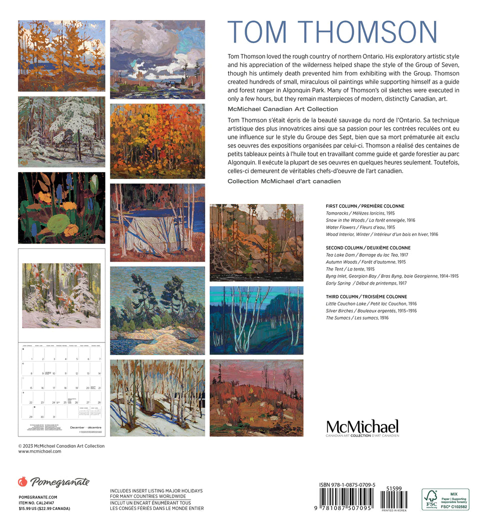 2024 Tom Thomson Square Wall Calendar Art Calendars by Pomegranate