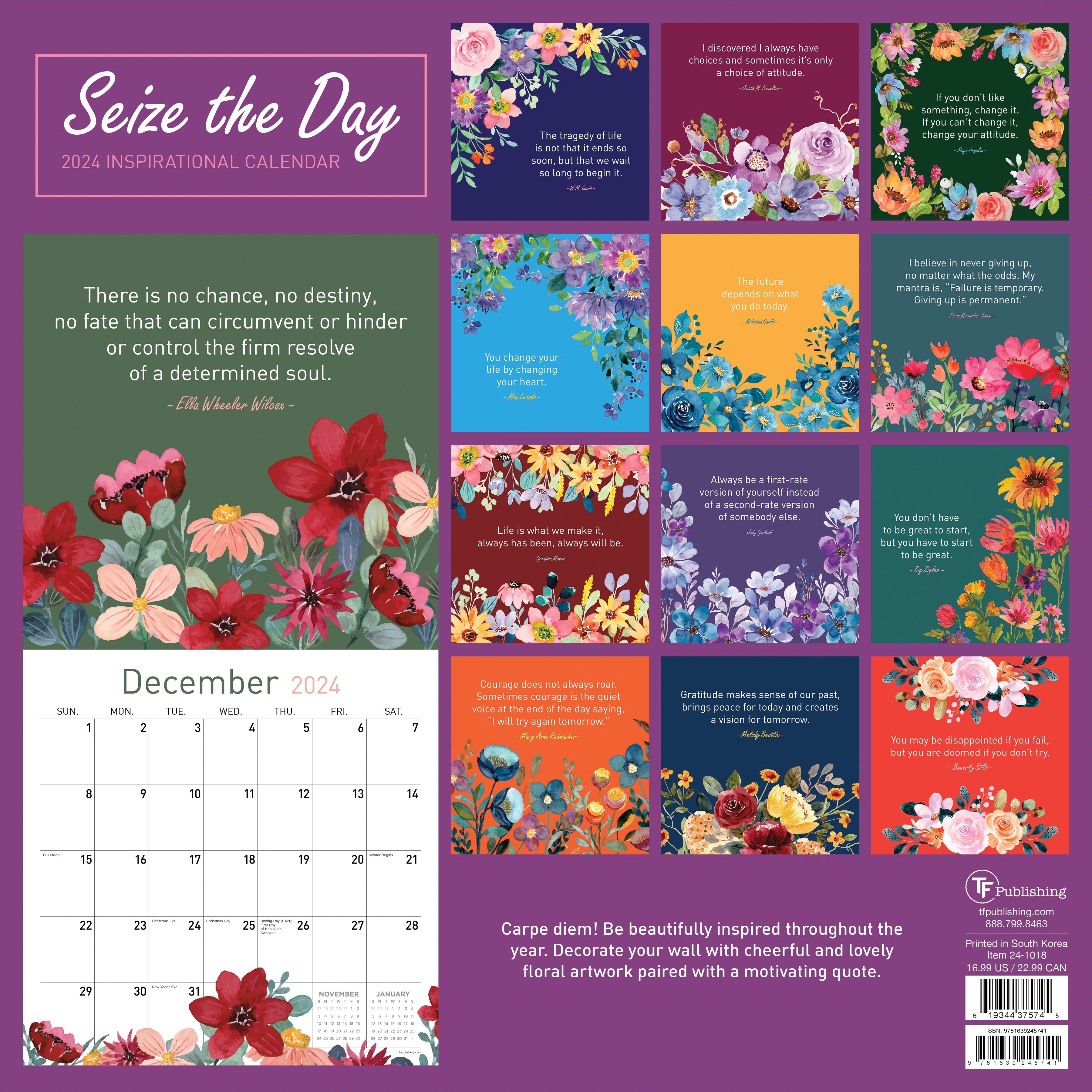 2024 Seize the Day Square Wall Calendar Motivational Calendars by